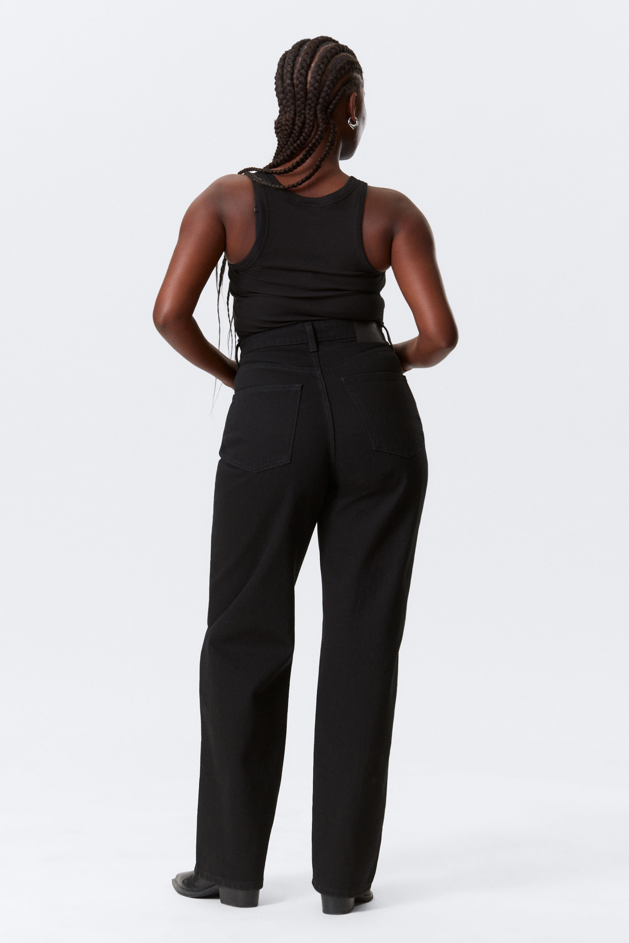 Black Rinse - Black - Halo Curve High Waisted Regular Wide Jeans - 4
