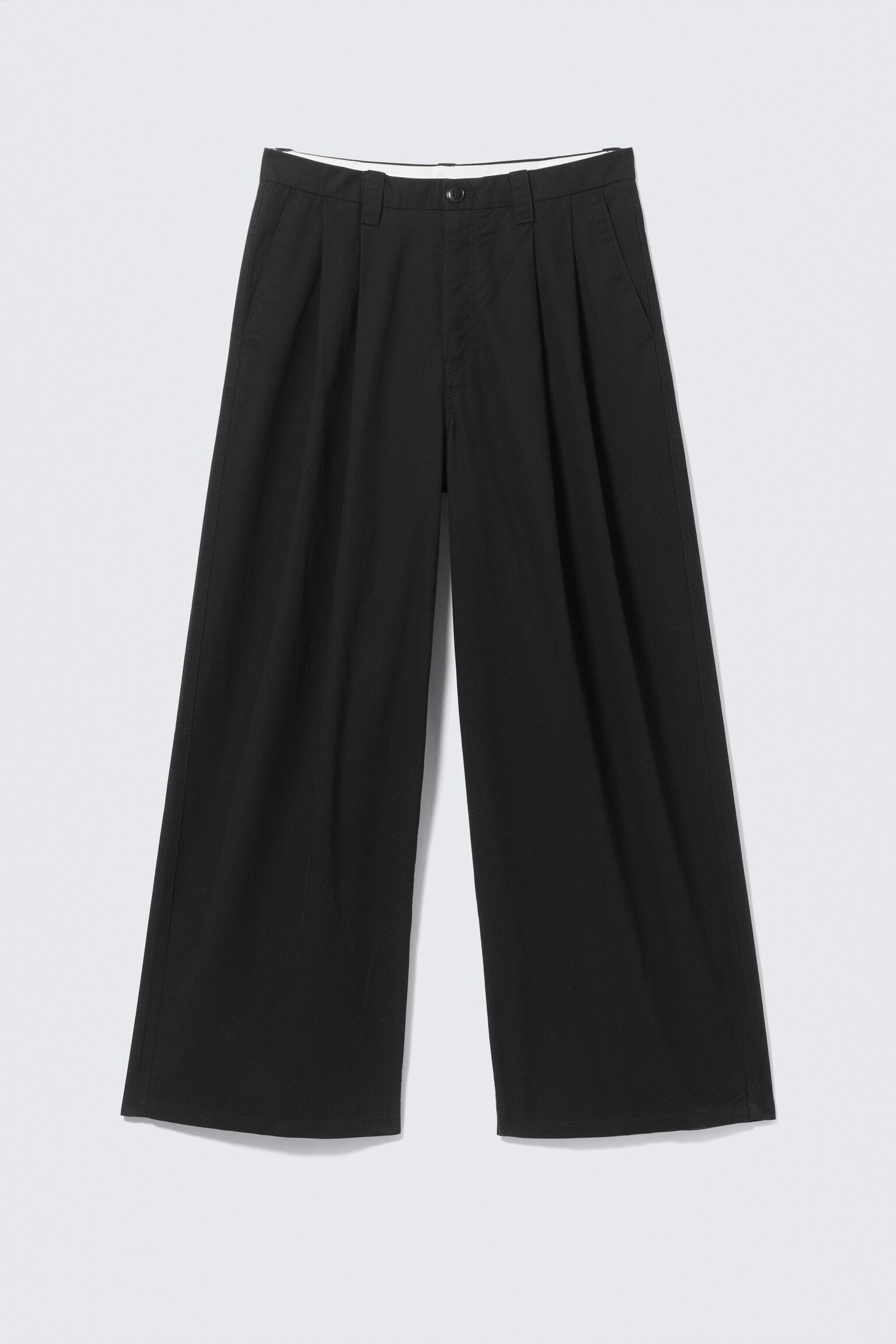 Plisowane chinos oversize z bawełnianego diagonalu - Czarny - 2
