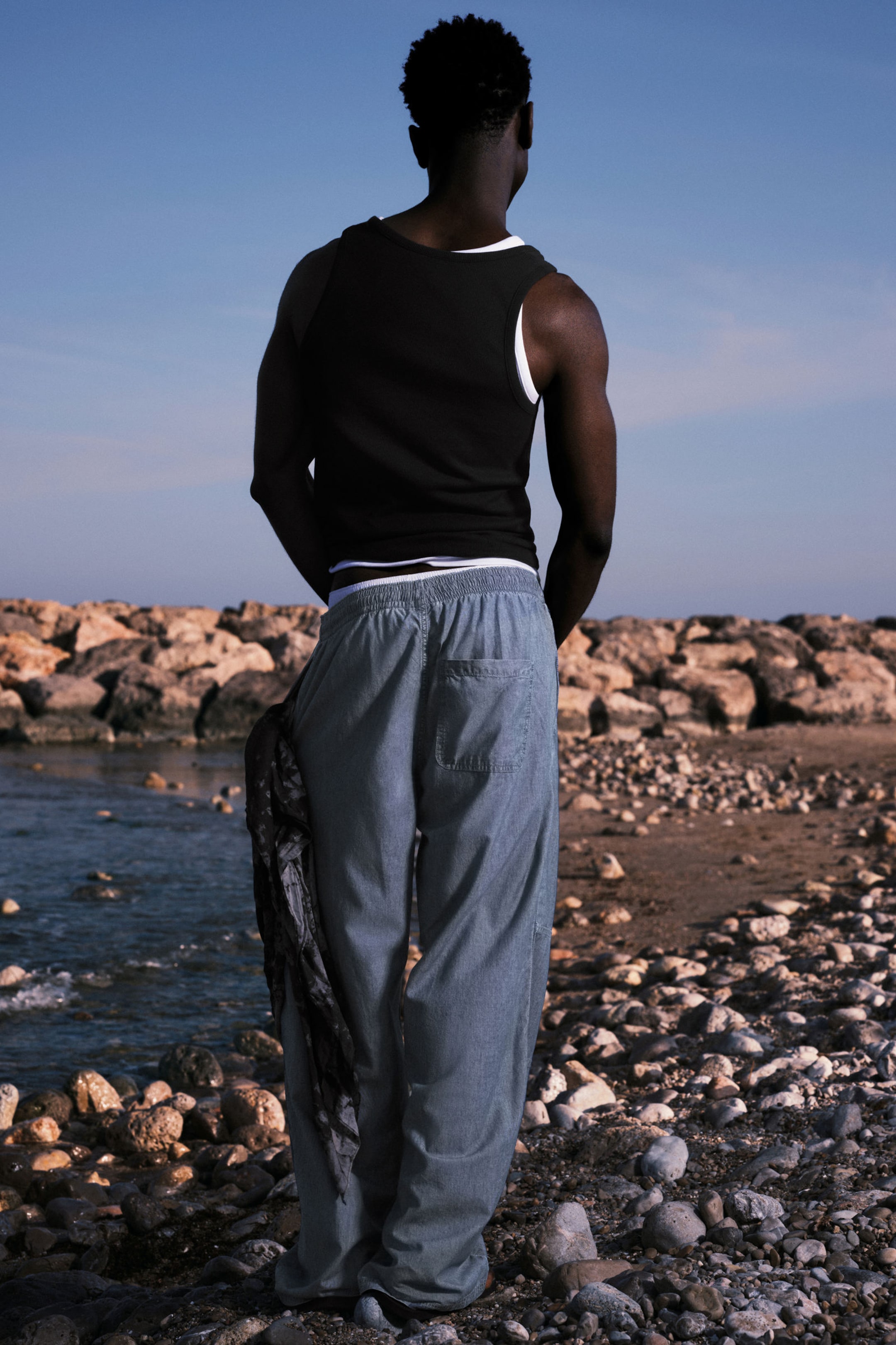 Washed Blue - Loose Chambray Denim Trousers - 2