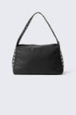 Black - Studded Faux Leather Shoulder Bag - 1