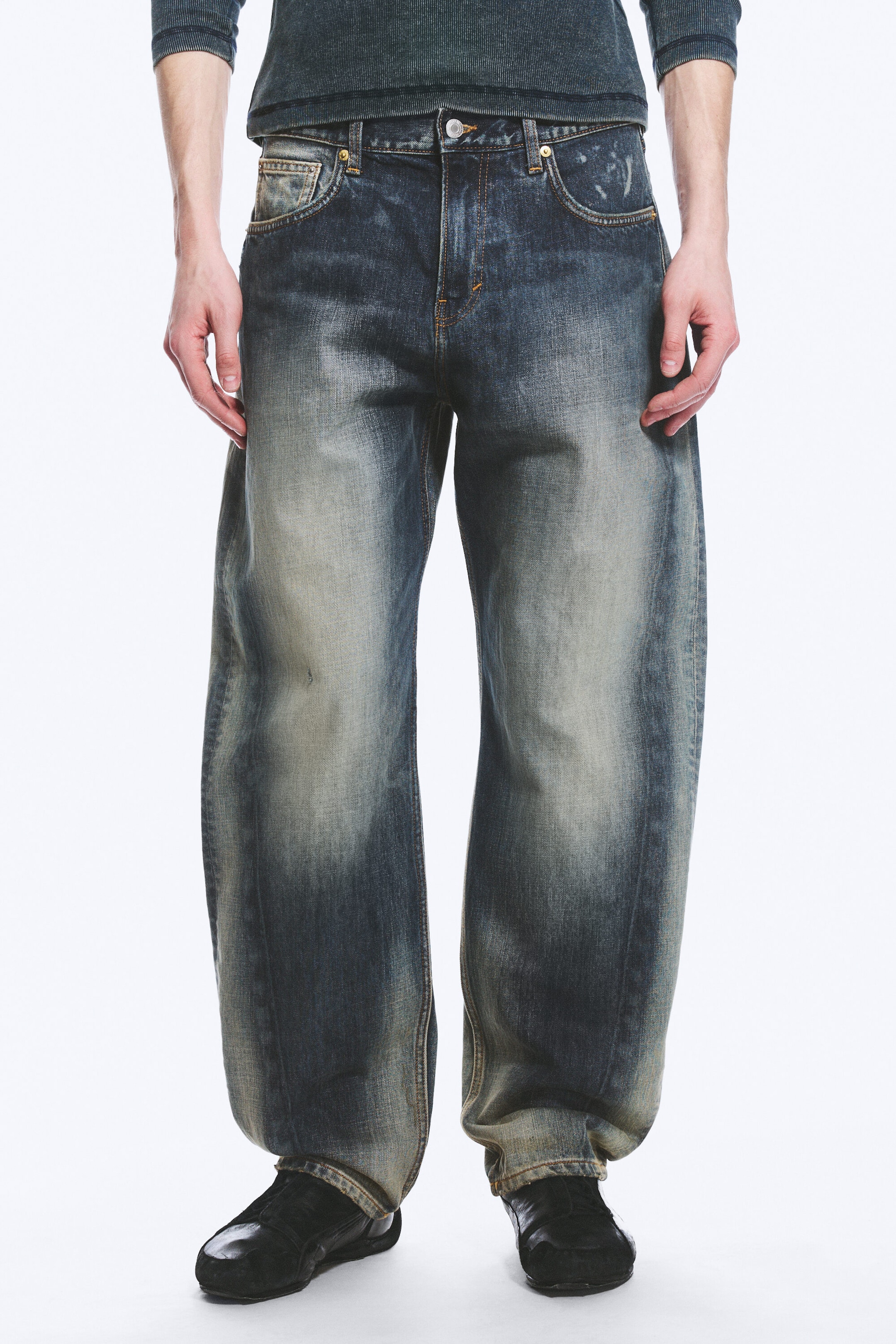 Laser Blue - Bleu moyen - Jean unisexe ample taille mi-haute jambes Barrel Nebula - 2