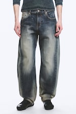 Laser Blue - Bleu moyen - Jean unisexe ample taille mi-haute jambes Barrel Nebula - 1