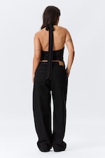 Black - Draped Rhinestone Waterfall Top - 2