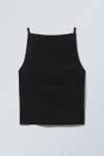 Black - Fleur Suiting Open Back Top - 0