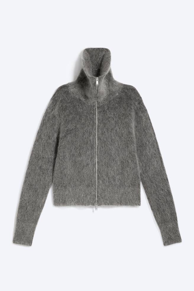 Cárdigan de mezcla de mohair con cremallera - Gris oscuro jaspeado/Azul oscuro/Verde oscuro - 1