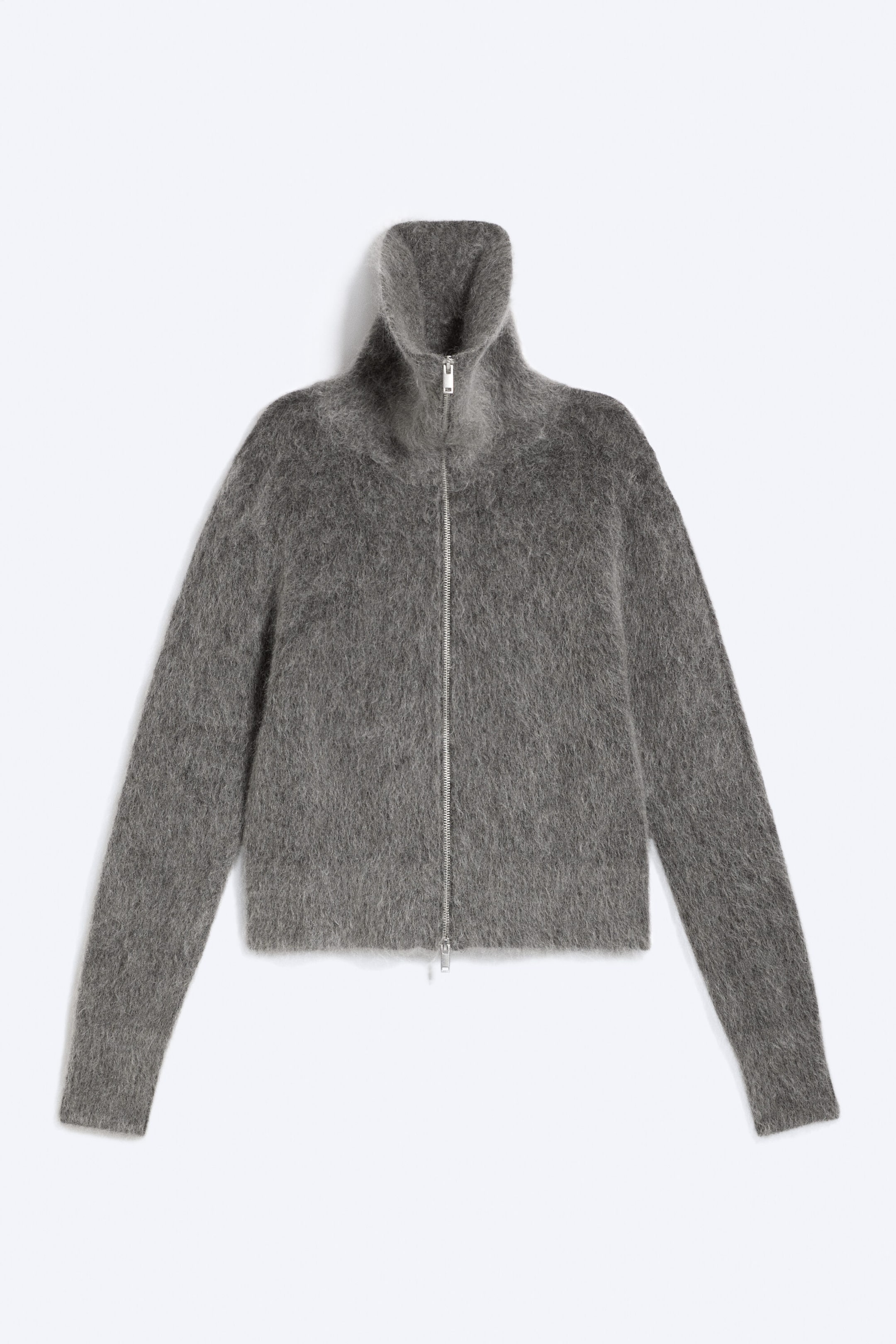 Mørk gråmelert - Mohairblanding cardigan med glidelås - 1