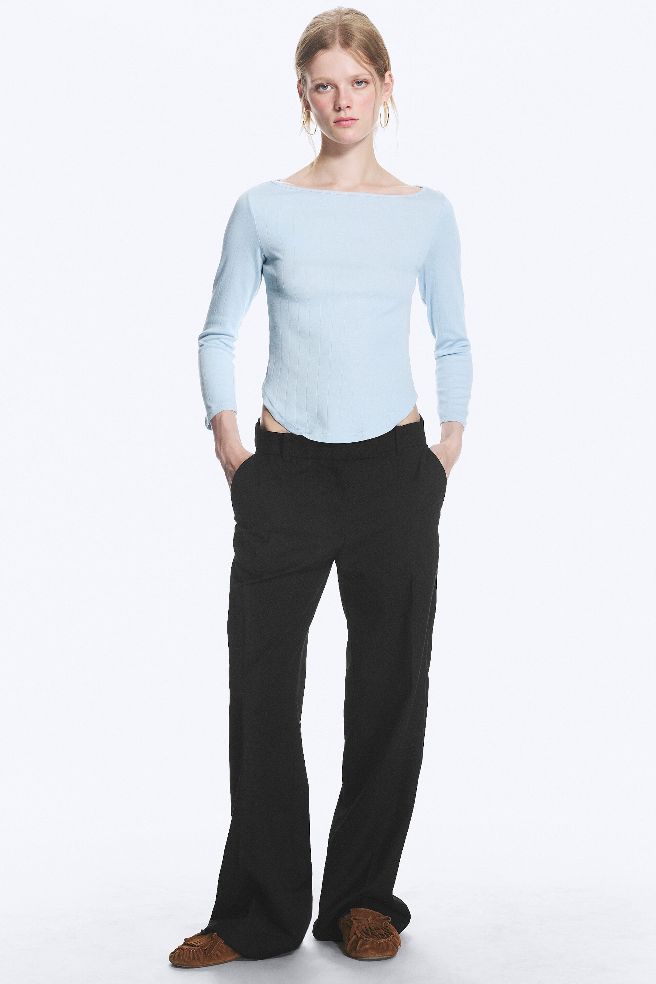 Noir - Pantalon de costume taille basse - 2