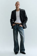 Black - Cracked Single-Breasted Blazer - 0