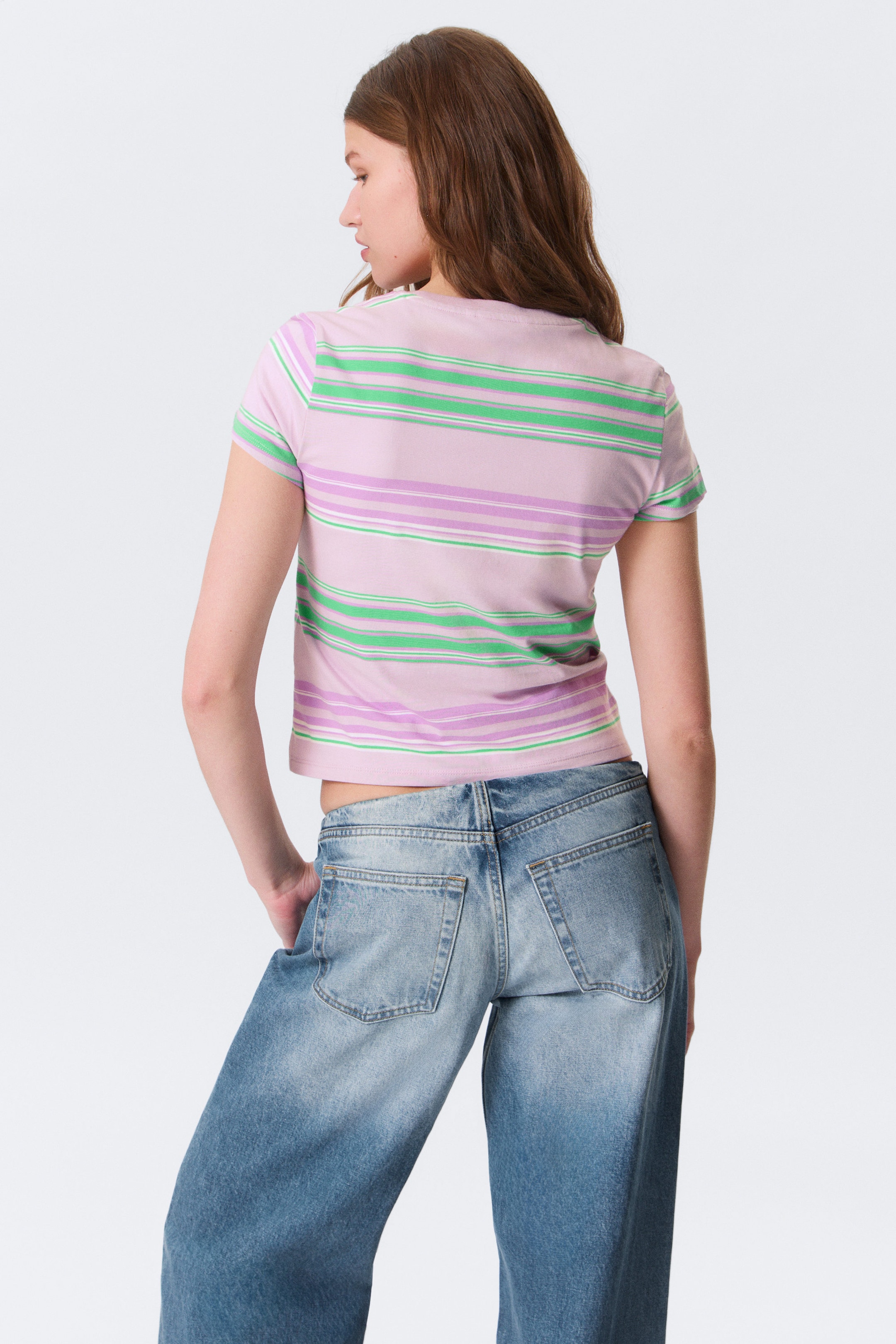 Pink/Green Stripe - Regular Fit Mini T-shirt - 2