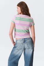 Pink/Green Stripe - Regular Fit Mini T-shirt - 2