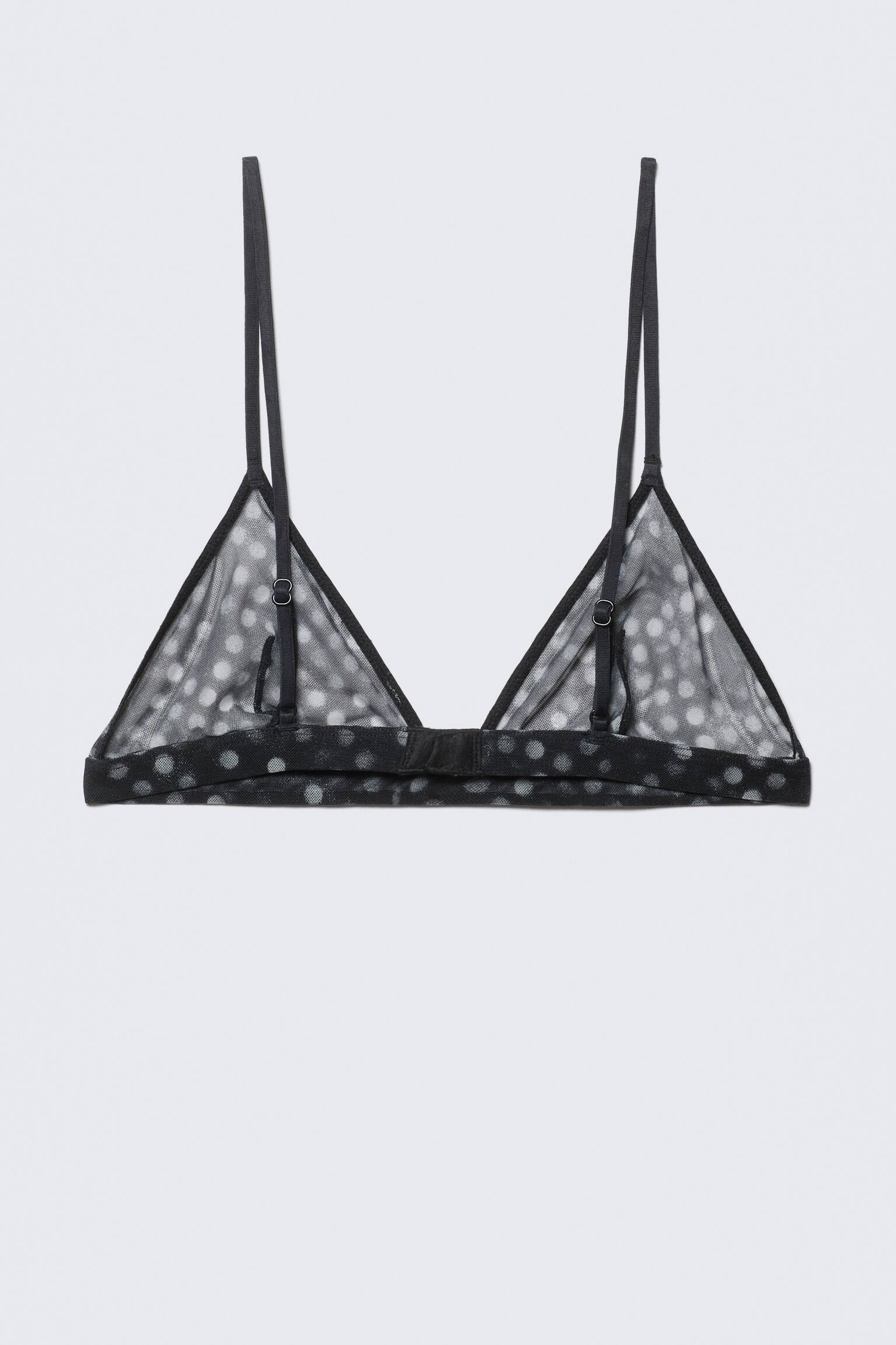 Soutien-gorge triangle en mesh imprimé - Noir - Pois - 2