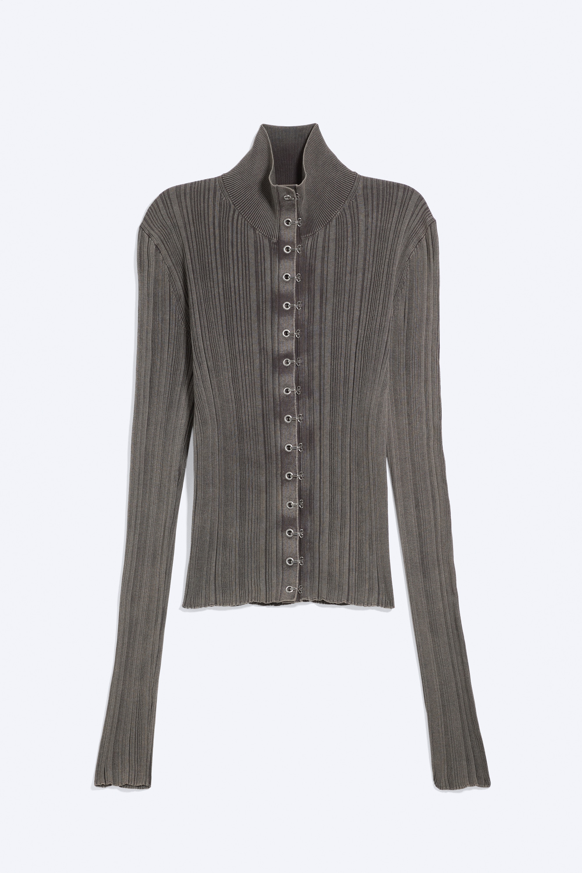 Ribbed fitted cardigan - Washed Dark Grey/Washed Lilac
