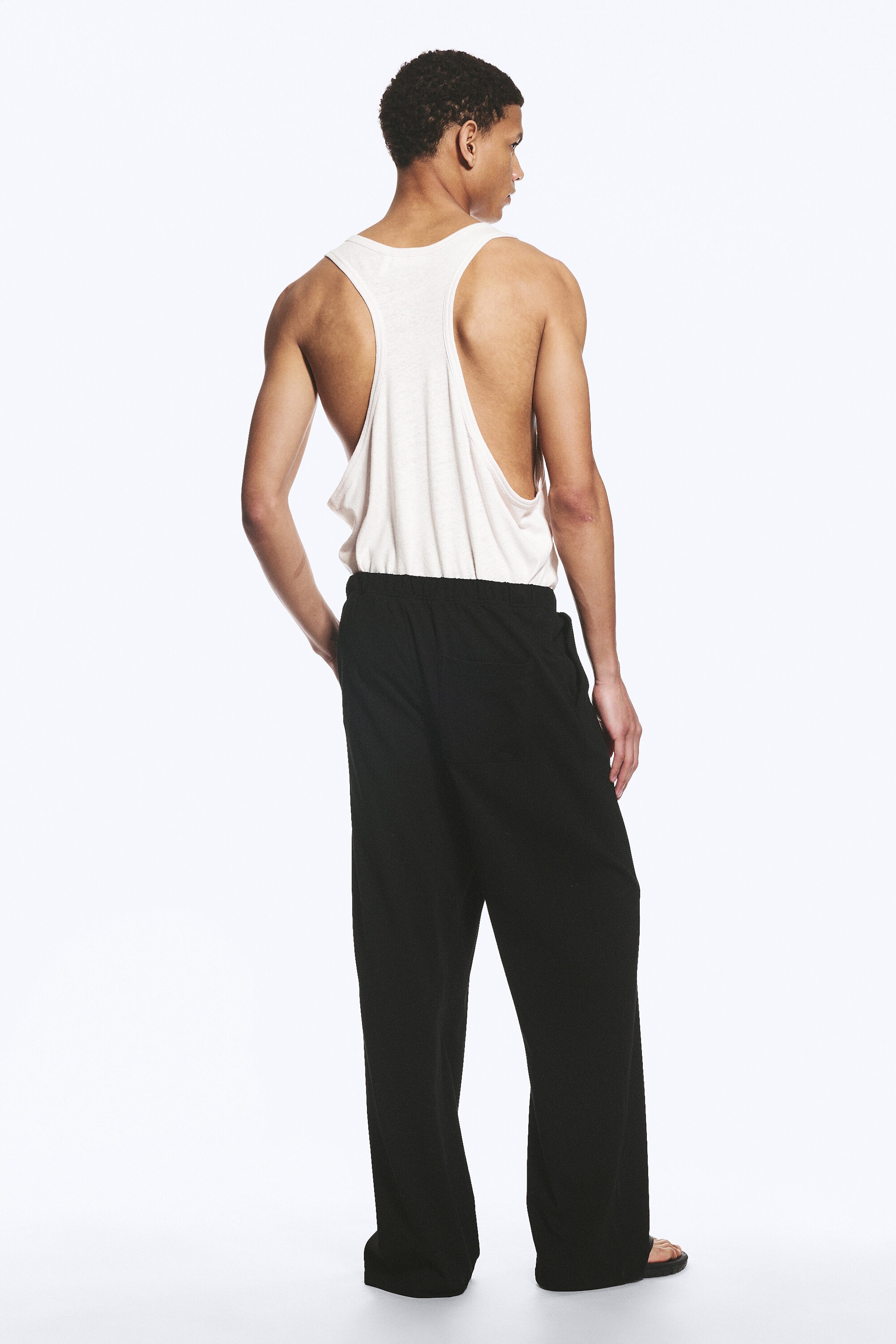 Black - Wide Pyjama Cotton Trousers - 3