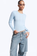 Light Blue - Slim Fit Knitted Sweater - 2