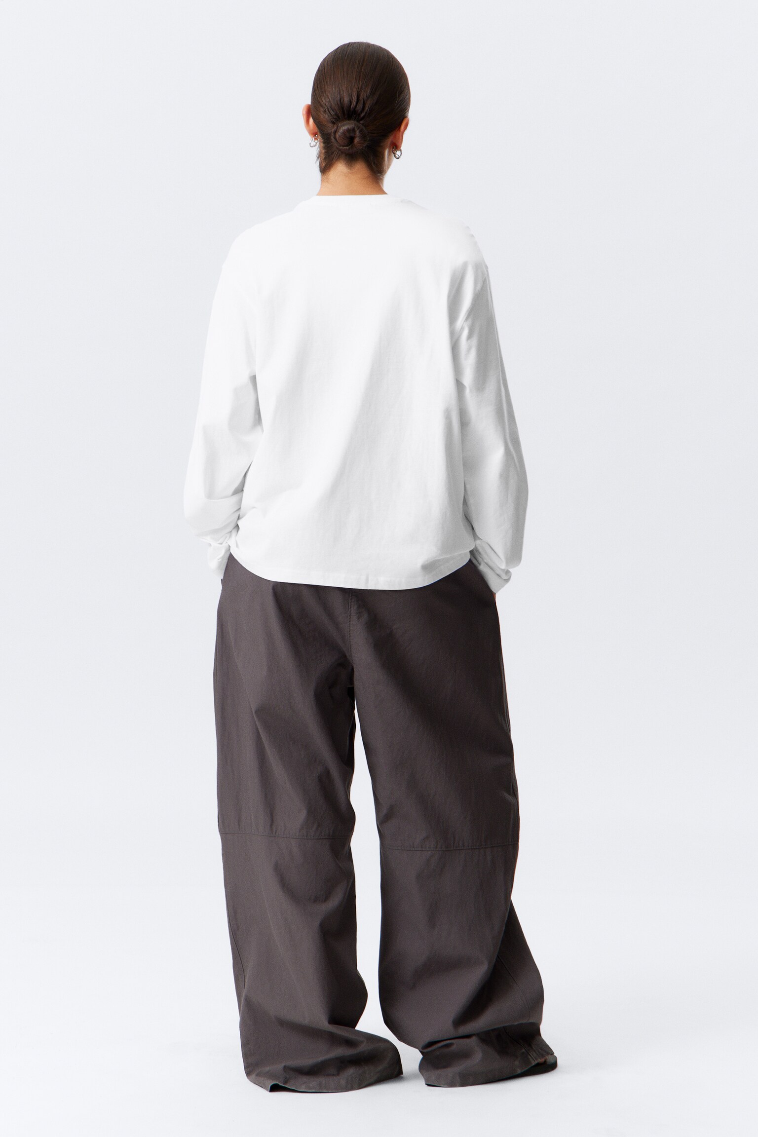 Long-Sleeved Boxy Cotton T-shirt - White/Fehér/Black - 4