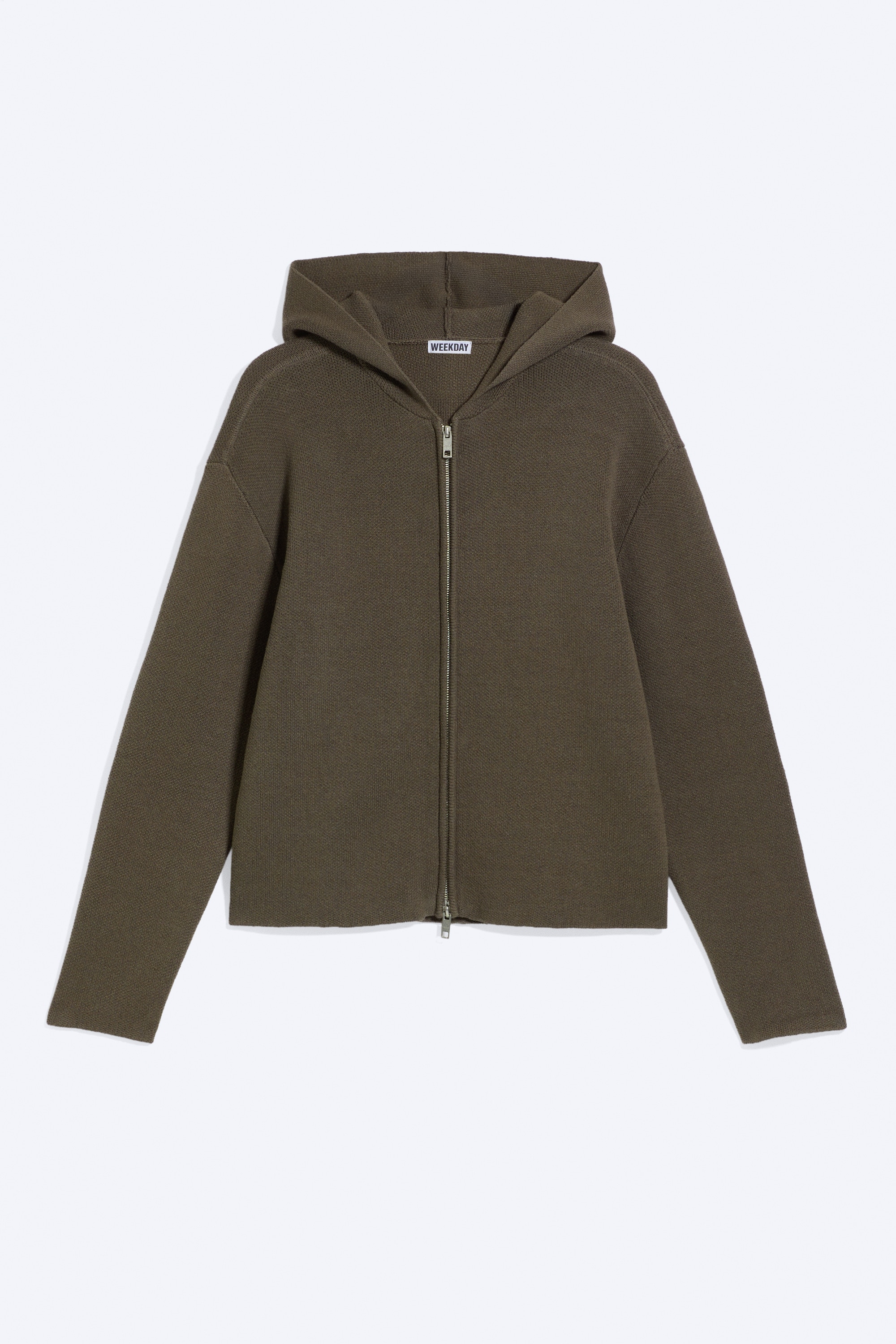 Zip-Hoodie aus Strick - Khakigrün/Schwarz