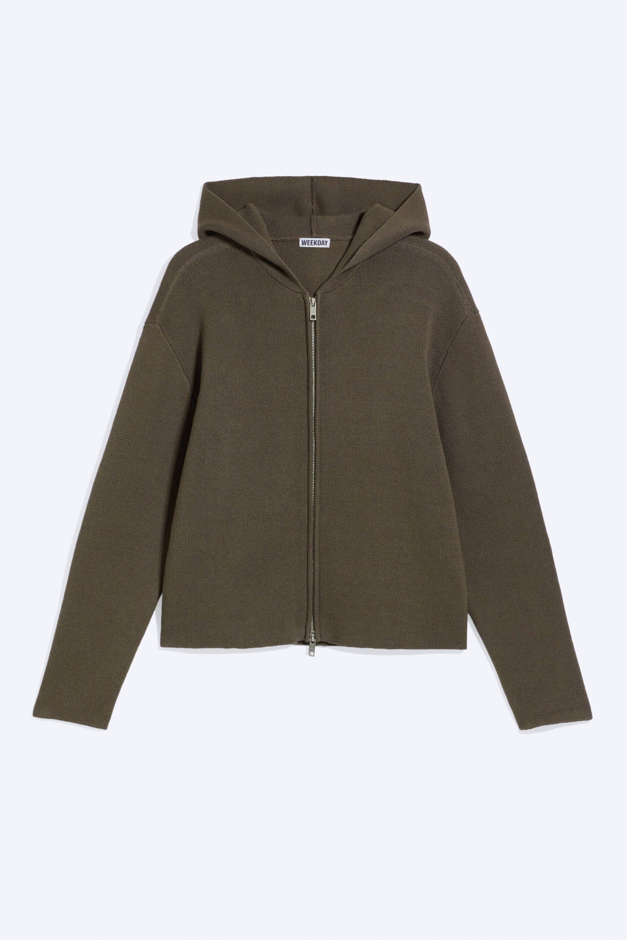 Khakigrön - Stickad zip-through-hoodie - 4