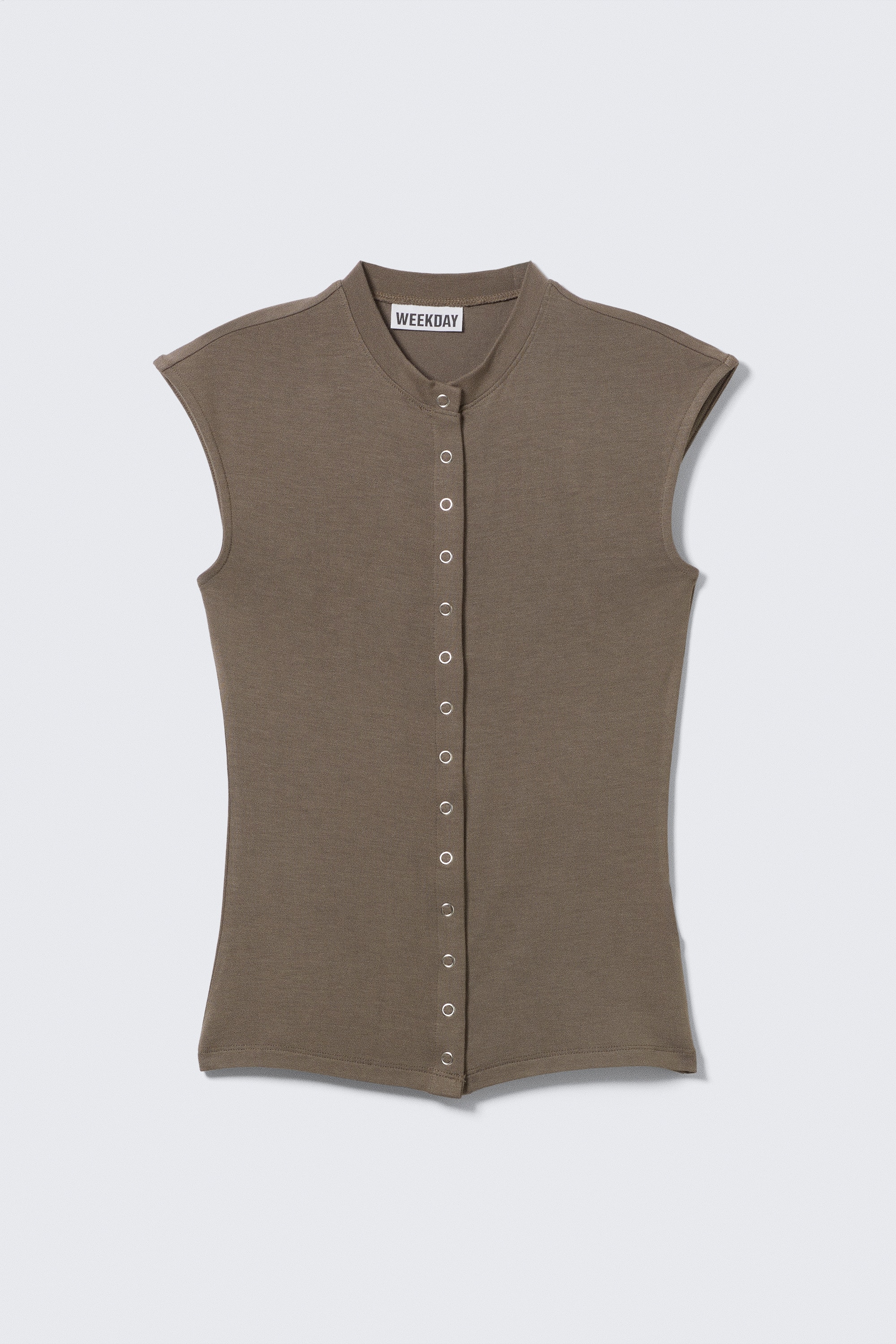 Sleeveless Button-up Top - Tmavý krtek/Tmavě hnědá/Black/White