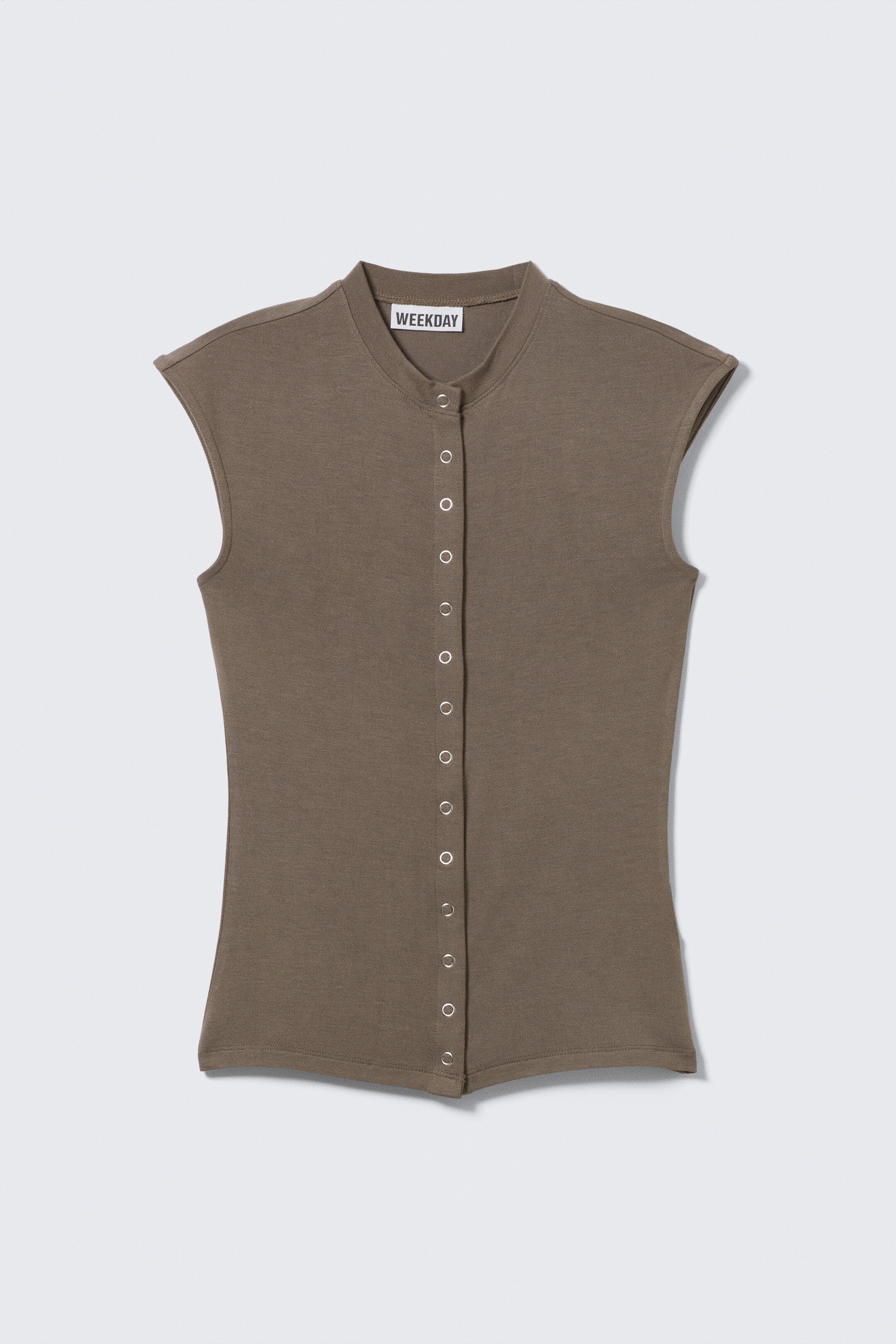 Agrandir l'image: Top boutonné sans manches - Taupe foncé - FEMME | H&M CH 5