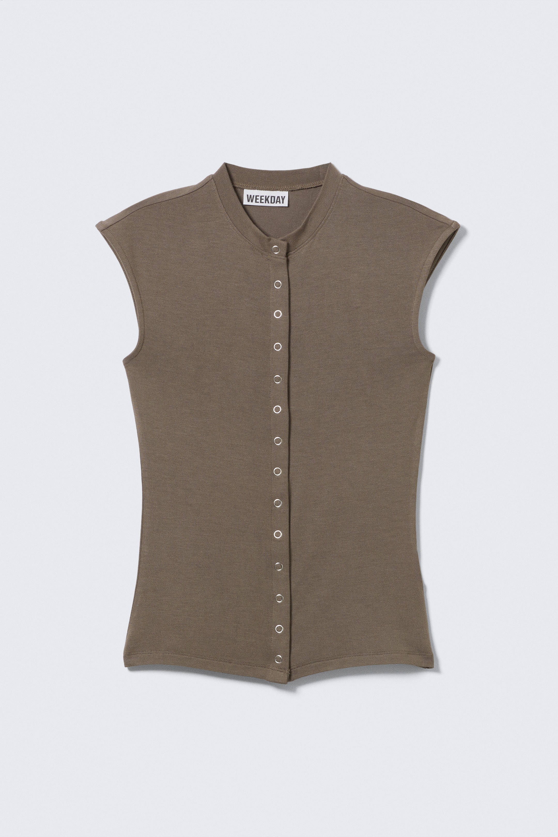 Visa större bild: Ärmlös button-up topp - Mörk mullvad - DAM | H&M SE 5