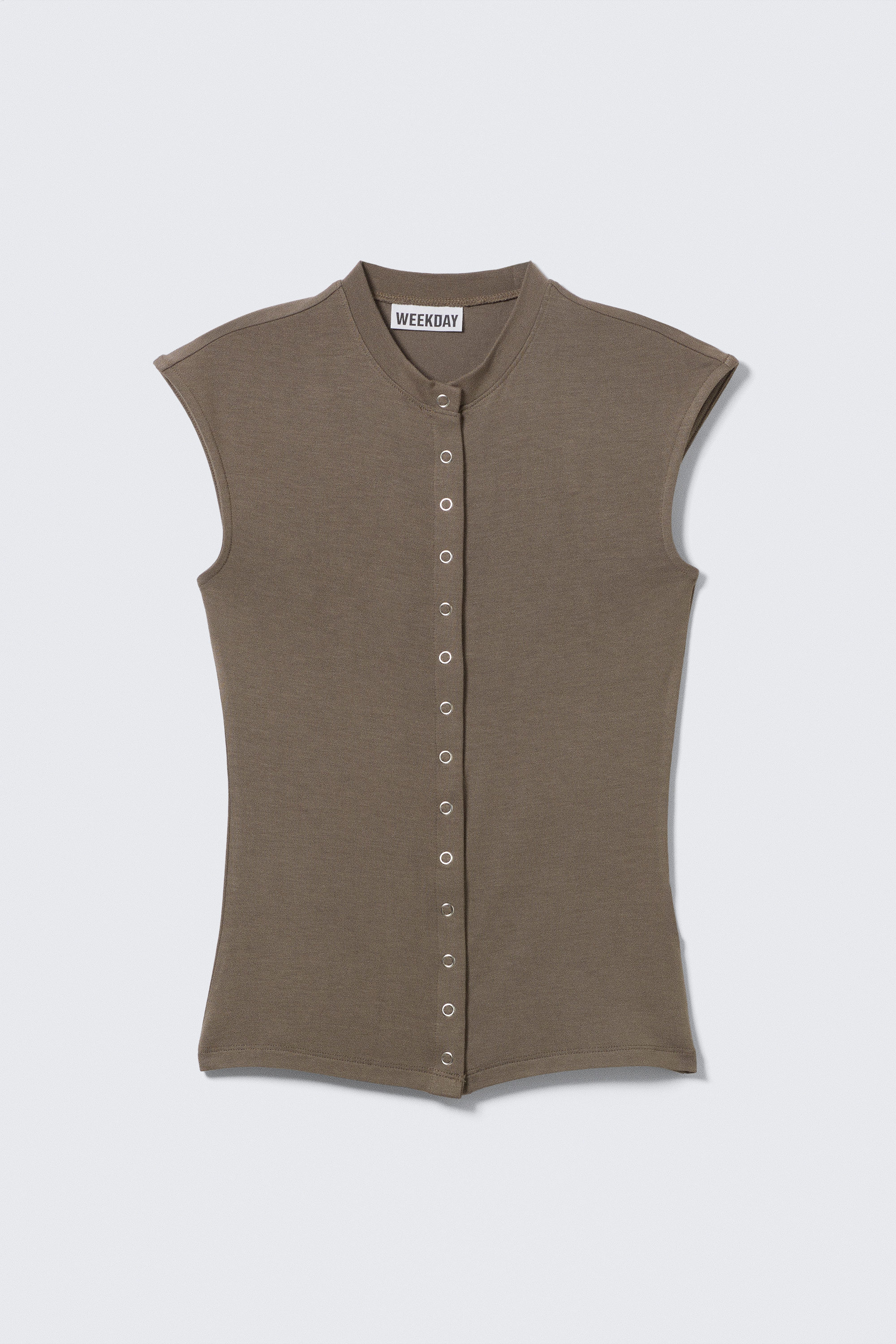 #6C655F - Sleeveless Button-up Top - 1