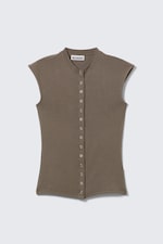Taupe foncé - Top boutonné sans manches - 0