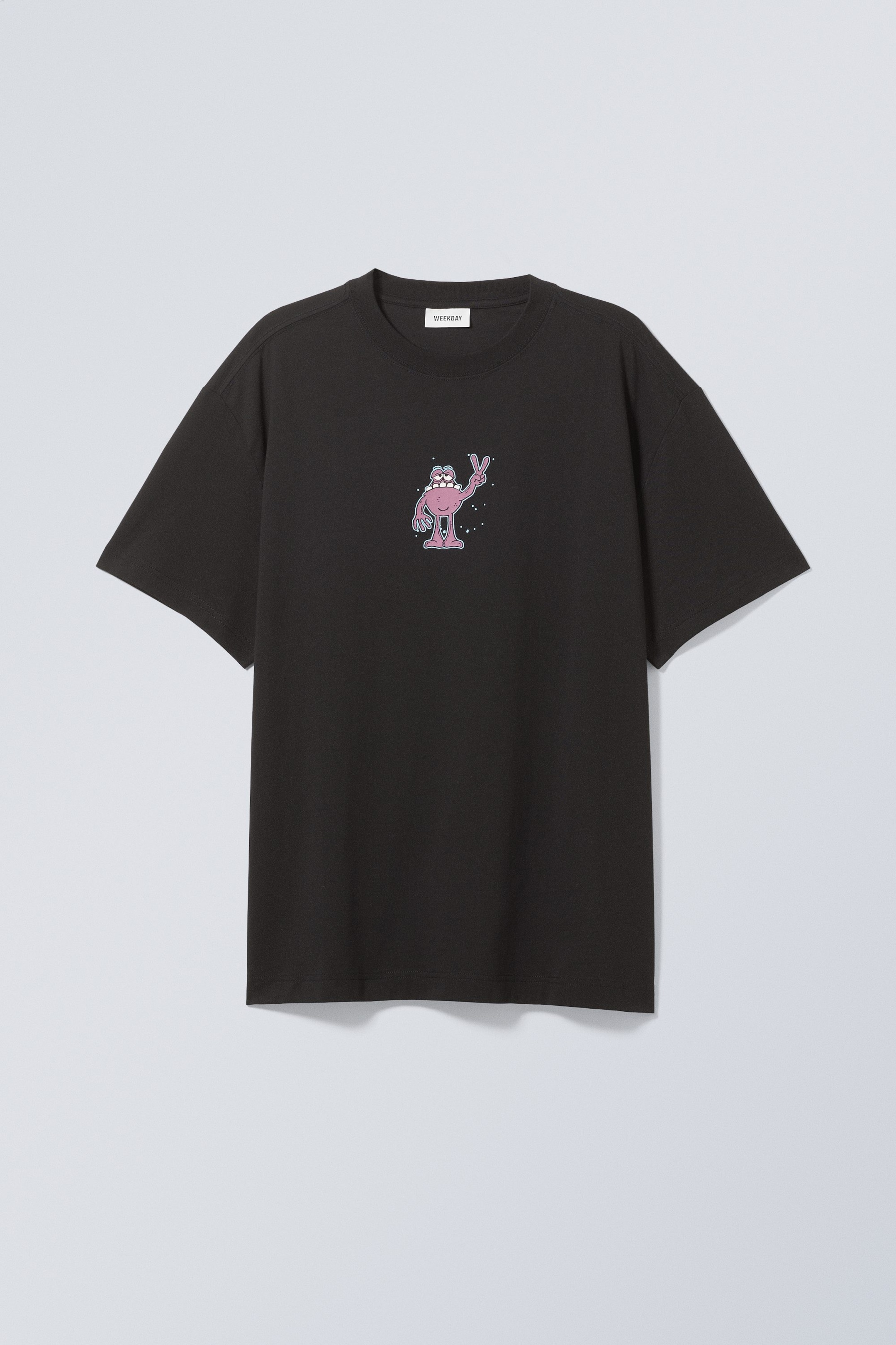 Rosa monster - Oversized T-shirt med grafiskt tryck - 0
