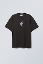 Rosa monster - Oversized T-shirt med grafiskt tryck - 0