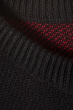 Black - Star Team - Regular Jacquard Knitted Graphic Sweater - 1