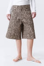 Leopard Print - Astro Loose Baggy Printed Cotton Twill Shorts - 4