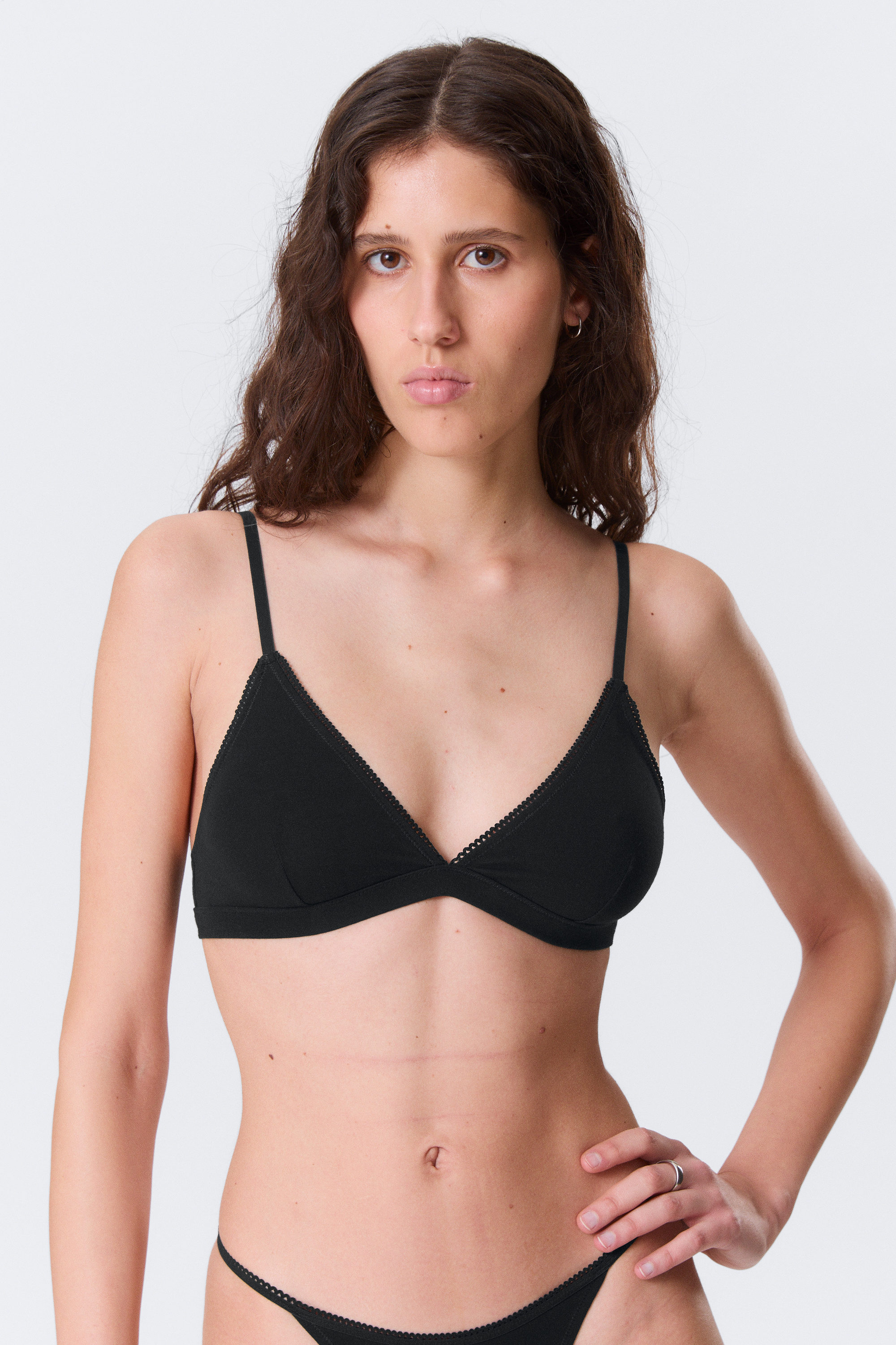 Black - Soft Cotton Triangle Bra - 2