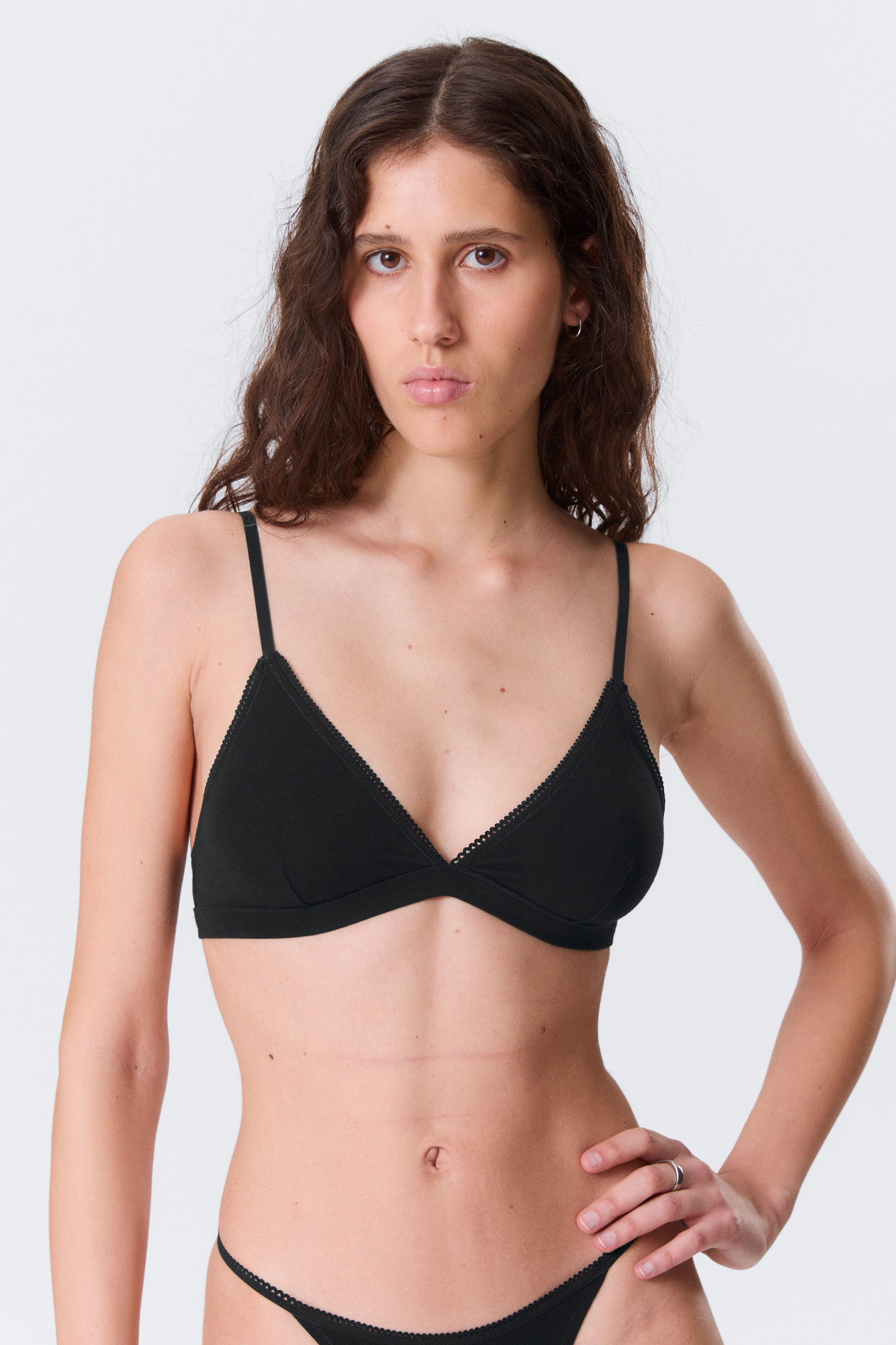 Black - Soft Cotton Triangle Bra - 2