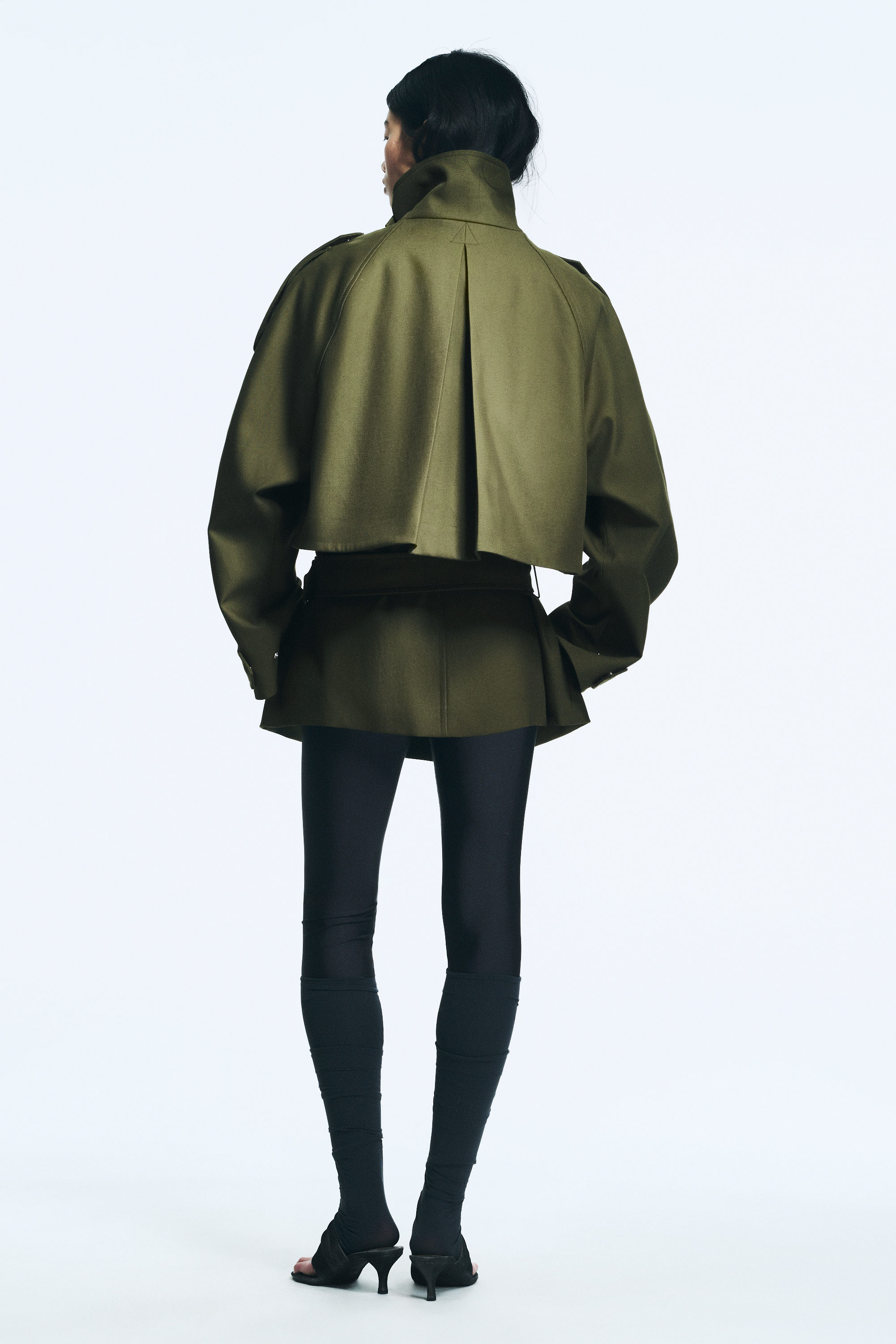 Khaki Green - Layered Technical Trench Coat - 4