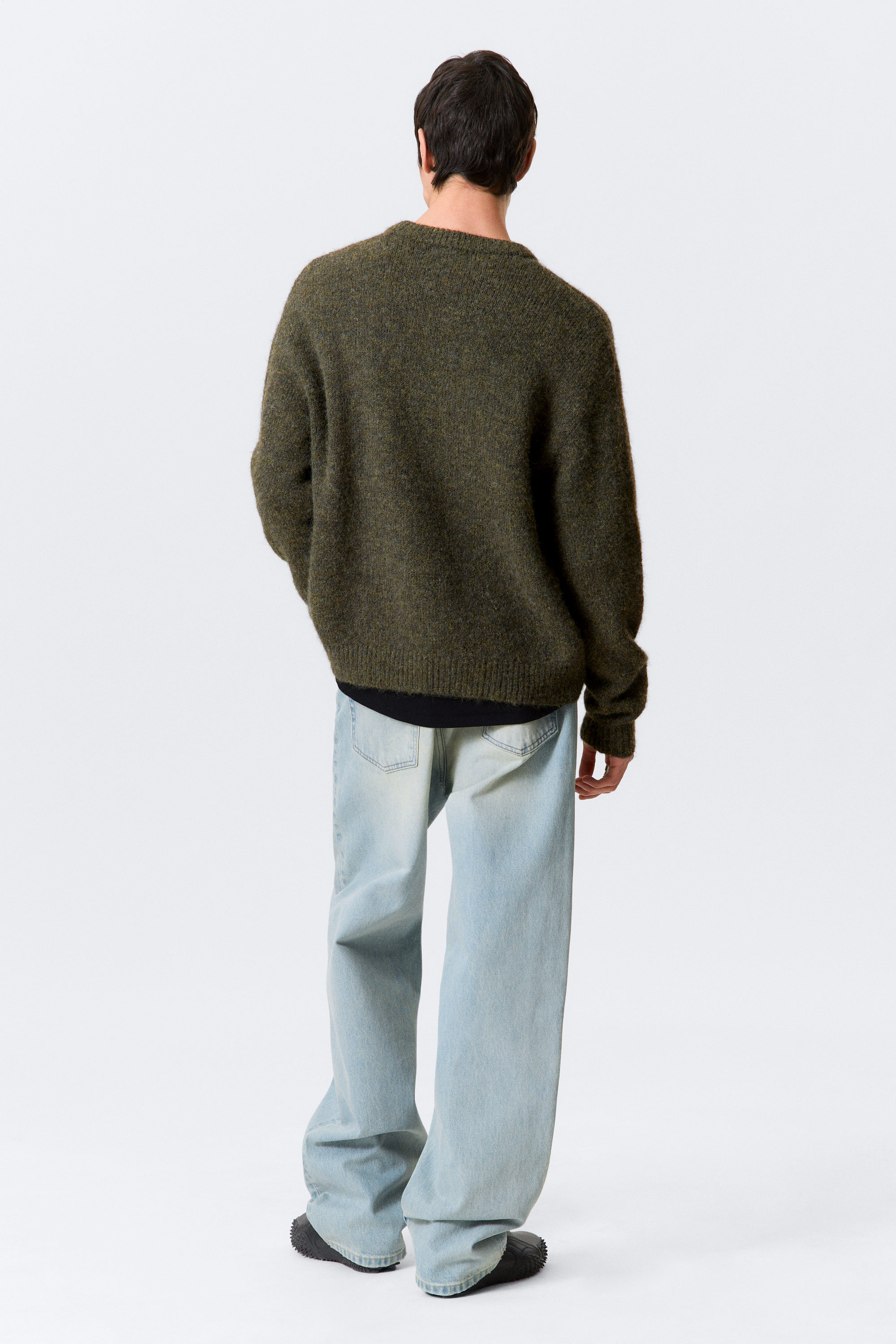 Mörkgrön - Stickad tröja i ullblandning - 5