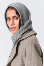 Light Grey - Soft Ribbed Knitted Hood - 0