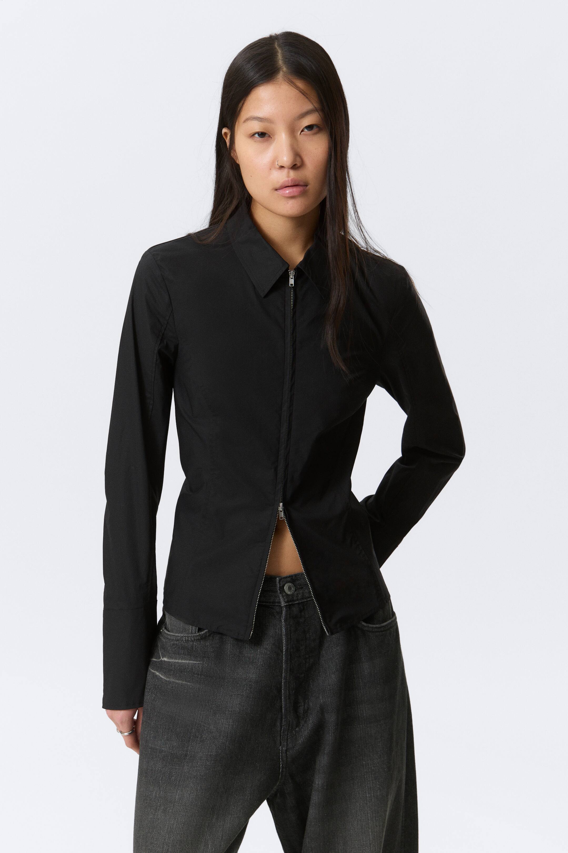 Visualizza immagine più grande: Camicia aderente con zip - Nero - DONNA | H&M IT 1