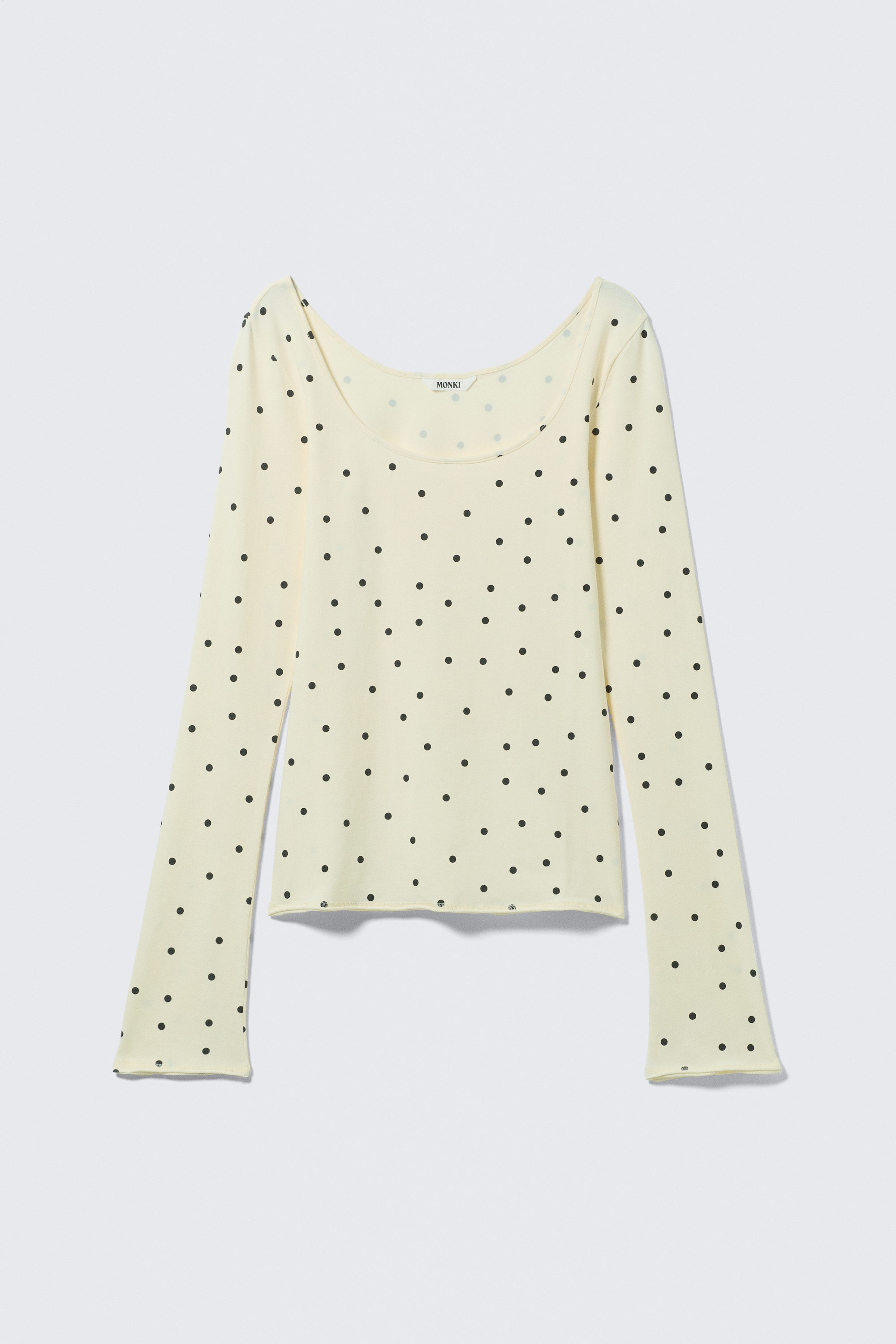 Light Yellow - Dots - Slim fit top met ronde hals en lange mouwen - 3