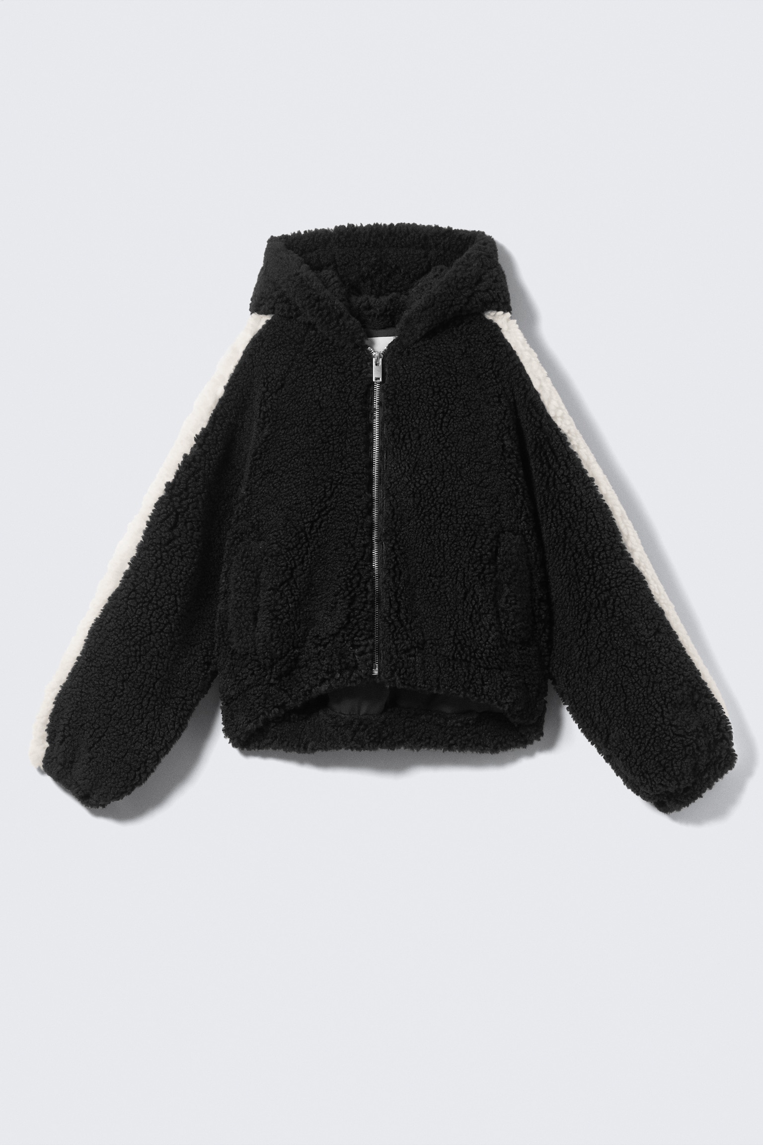 Stickad hoodie - Svart - 2