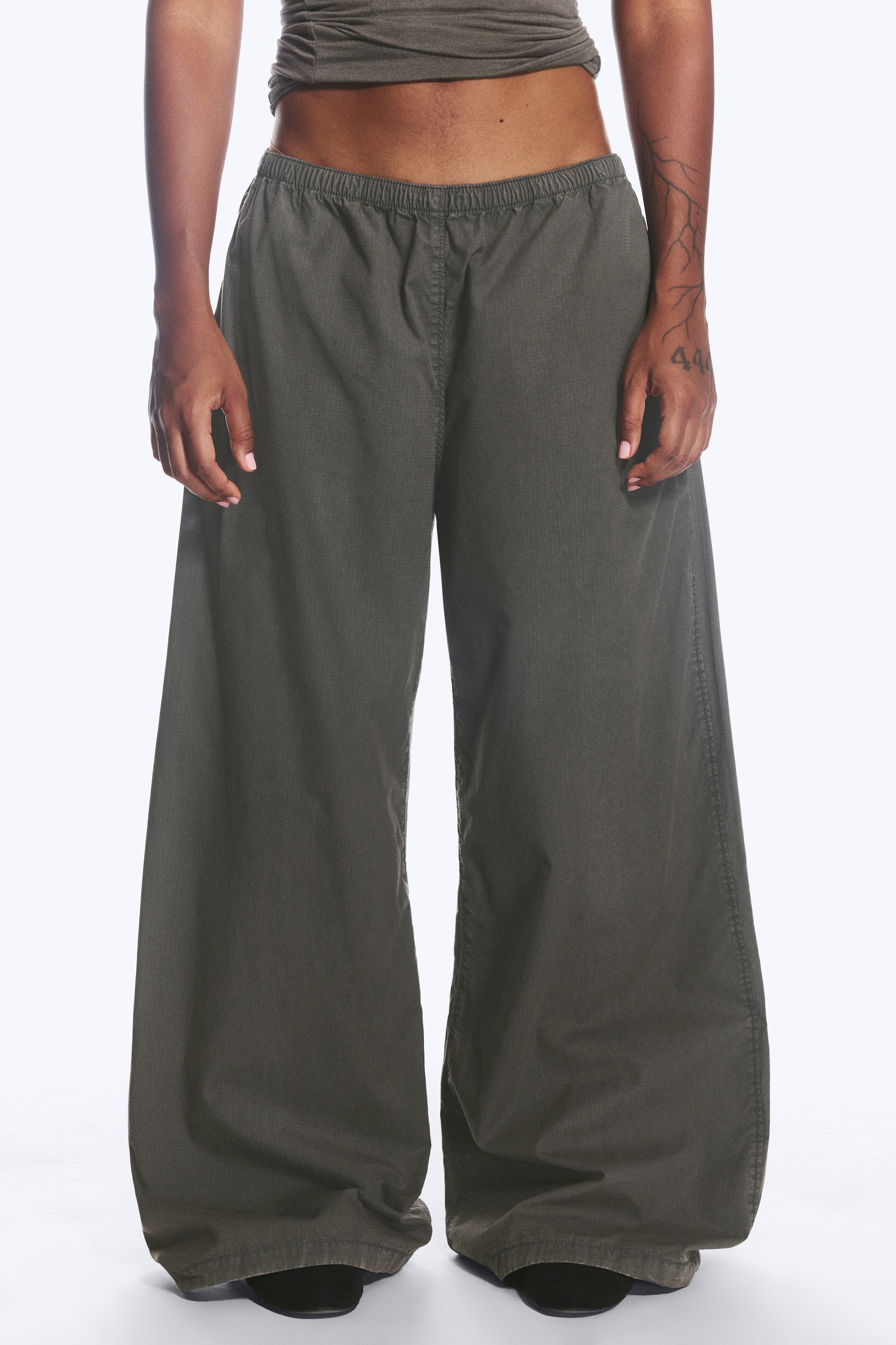 Ripstop pull-on broek met lage taille - Dark Grey/Vaal lichtbeige/Dusty Green Khaki