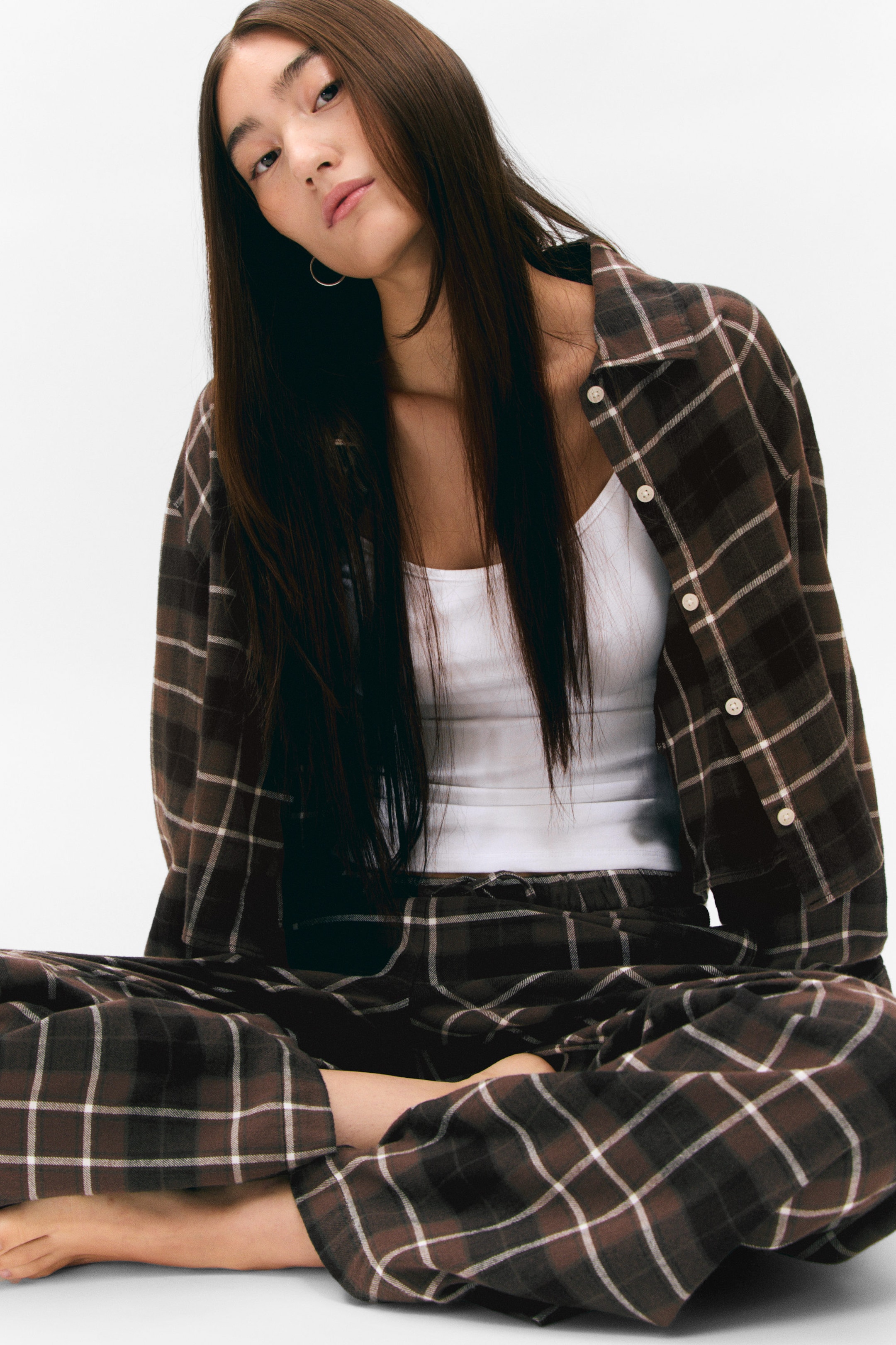 Checked Brown - Flannel Pyjama Trousers - 2