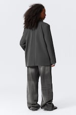 Dunkelgrau meliert - Blazer aus fließendem Anzugstoff - 3