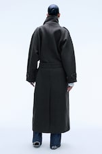 Dark Grey Melange - Belted wool-blend coat - 4