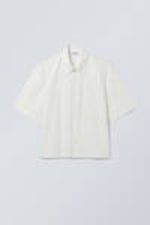 White - Cropped Short Sleeve Shirt - 0