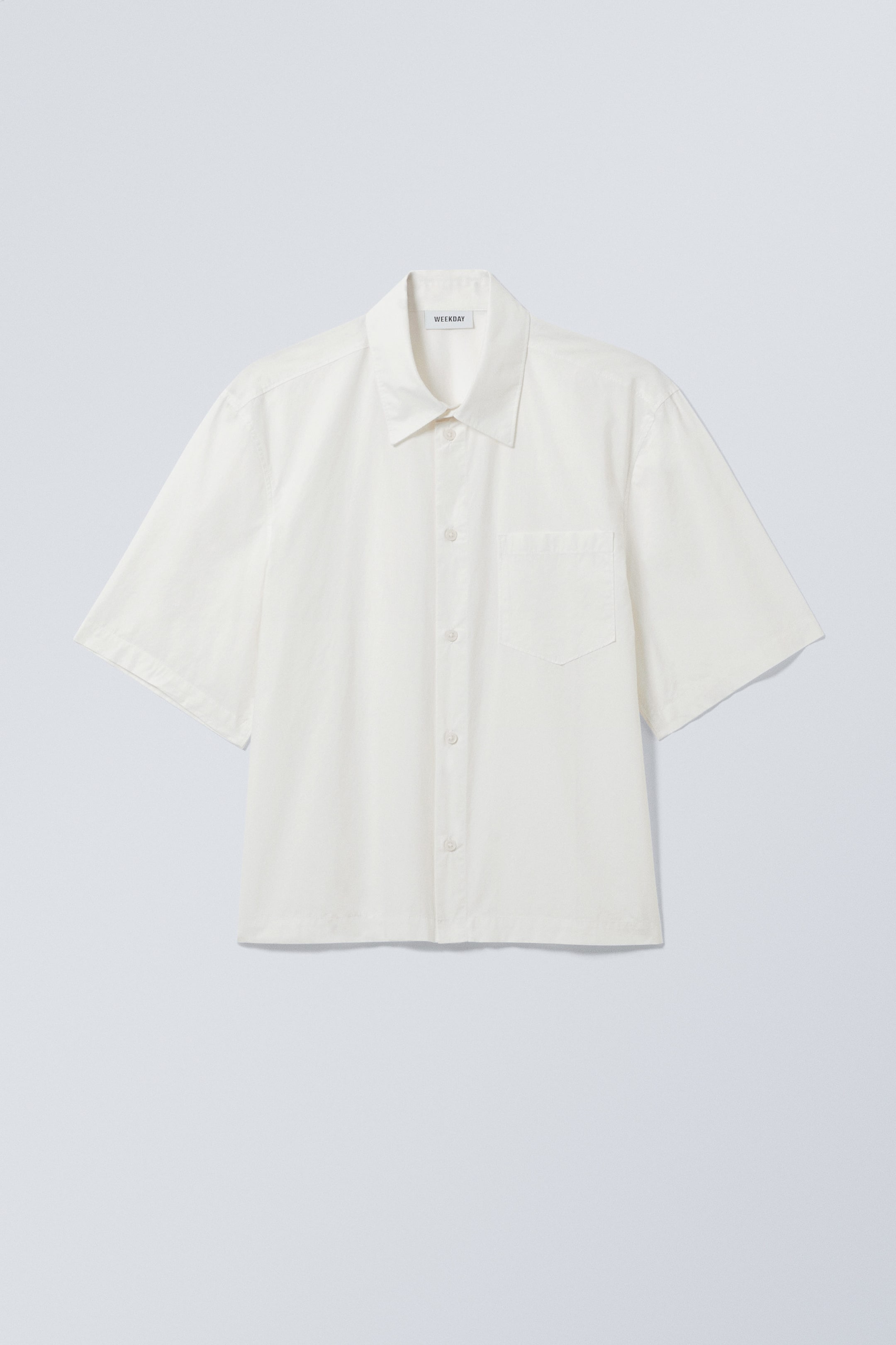 White - Cropped Short Sleeve Shirt - 0