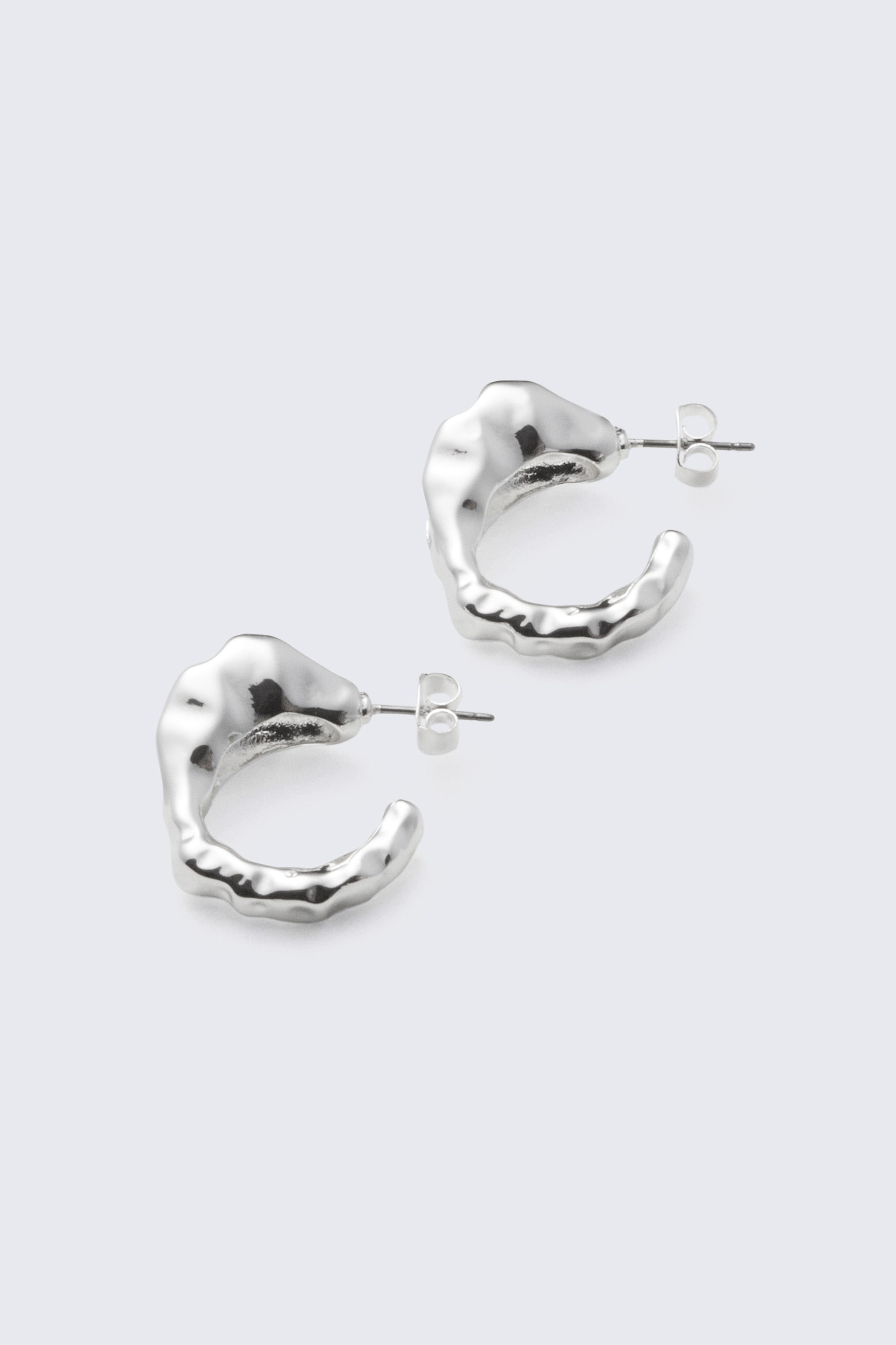Silver - Irregular Hoop Earrings - 0