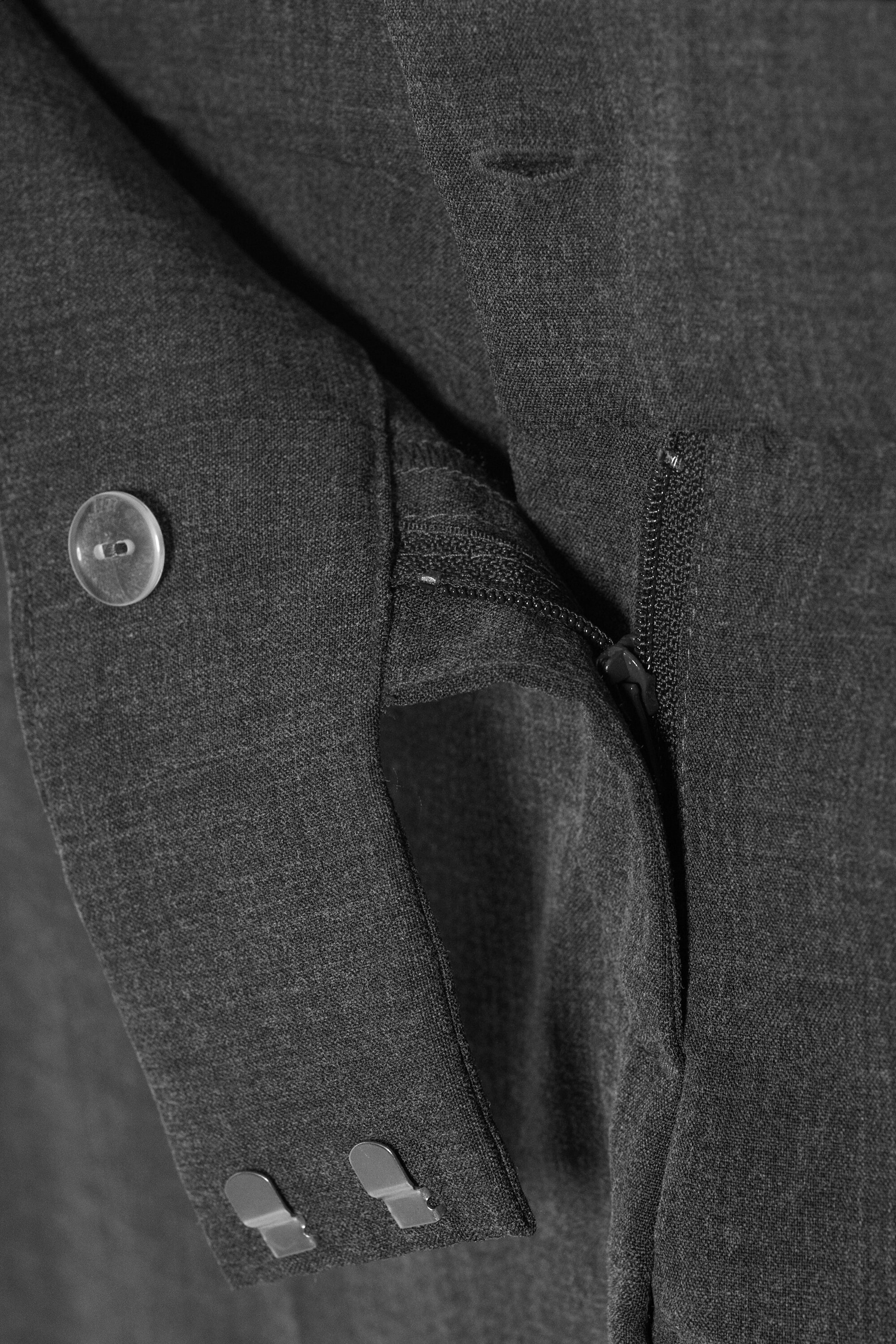 Dark Grey Melange - Low-Rise Straight Suiting Trousers - 5