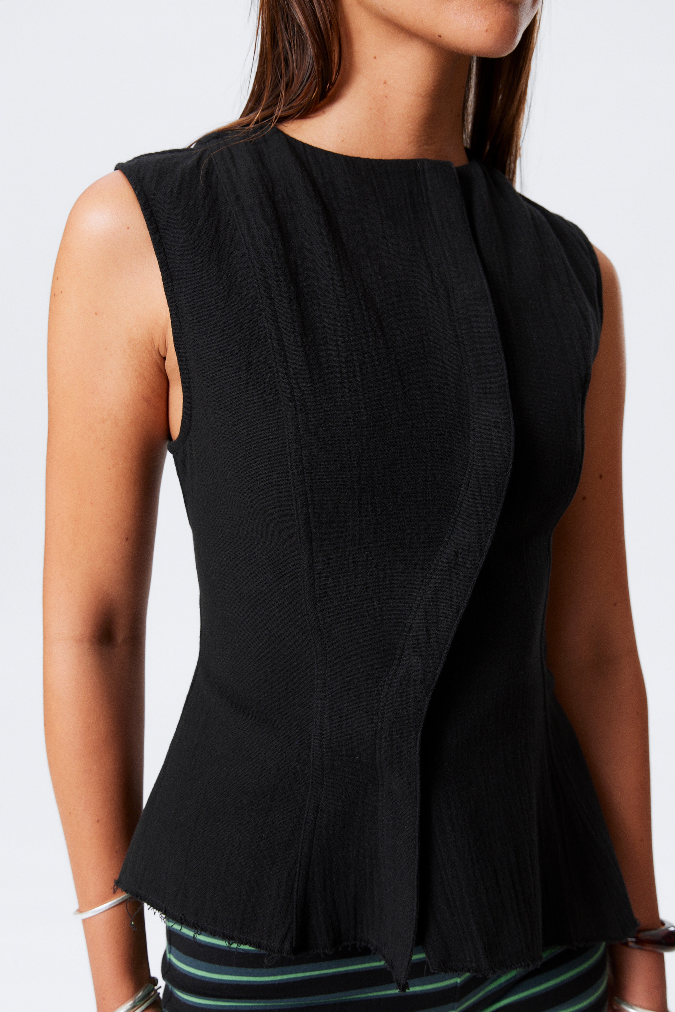 Agrandir l'image: Haut péplum asymétrique sans manches - Noir - FEMME | H&M BE 2