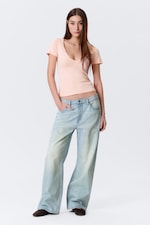 Dusty Pink - Slim Deep V-neck T-shirt - 1