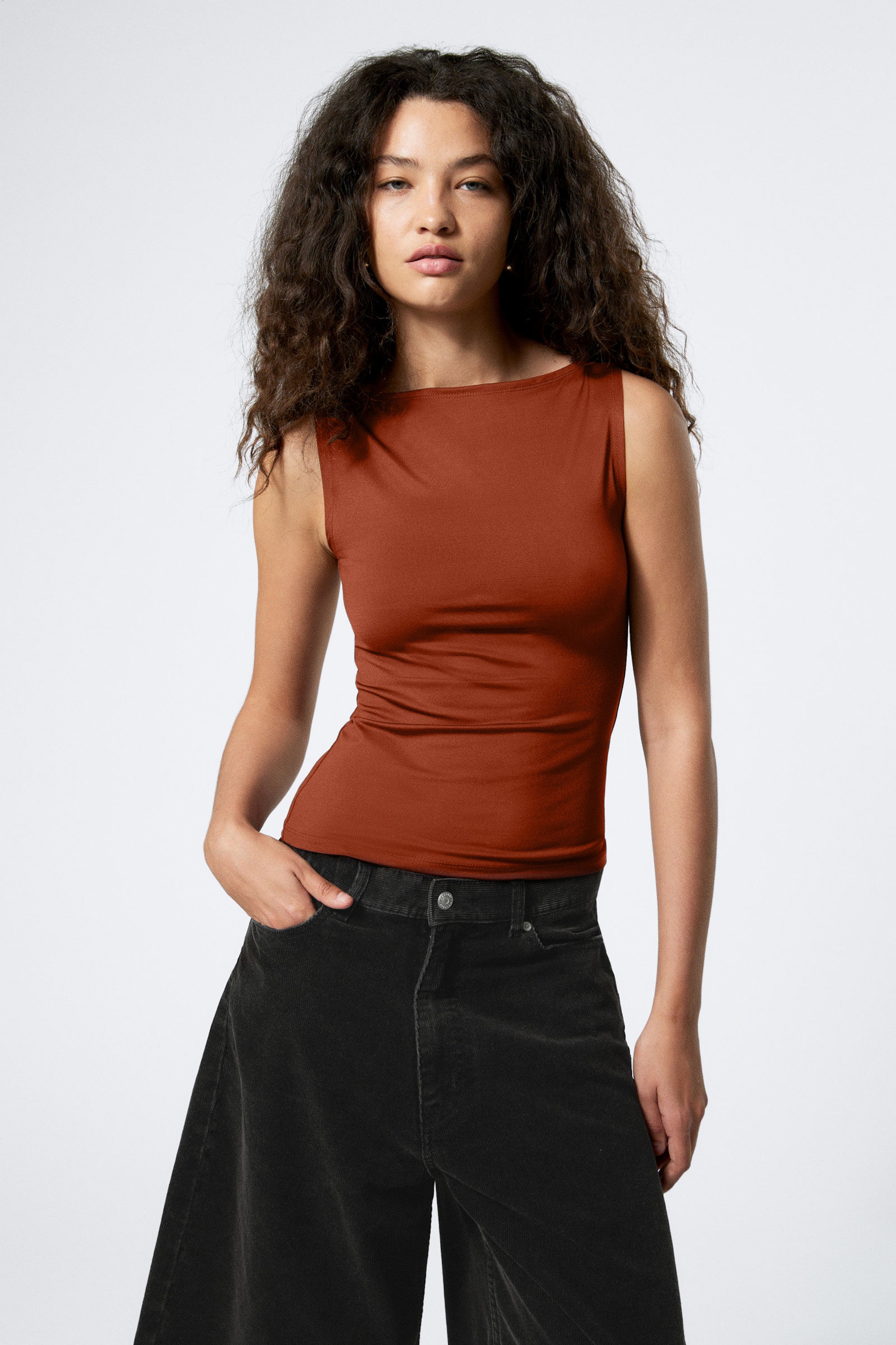 #62433C - Annie Sleeveless Boat-Neck Top - 1