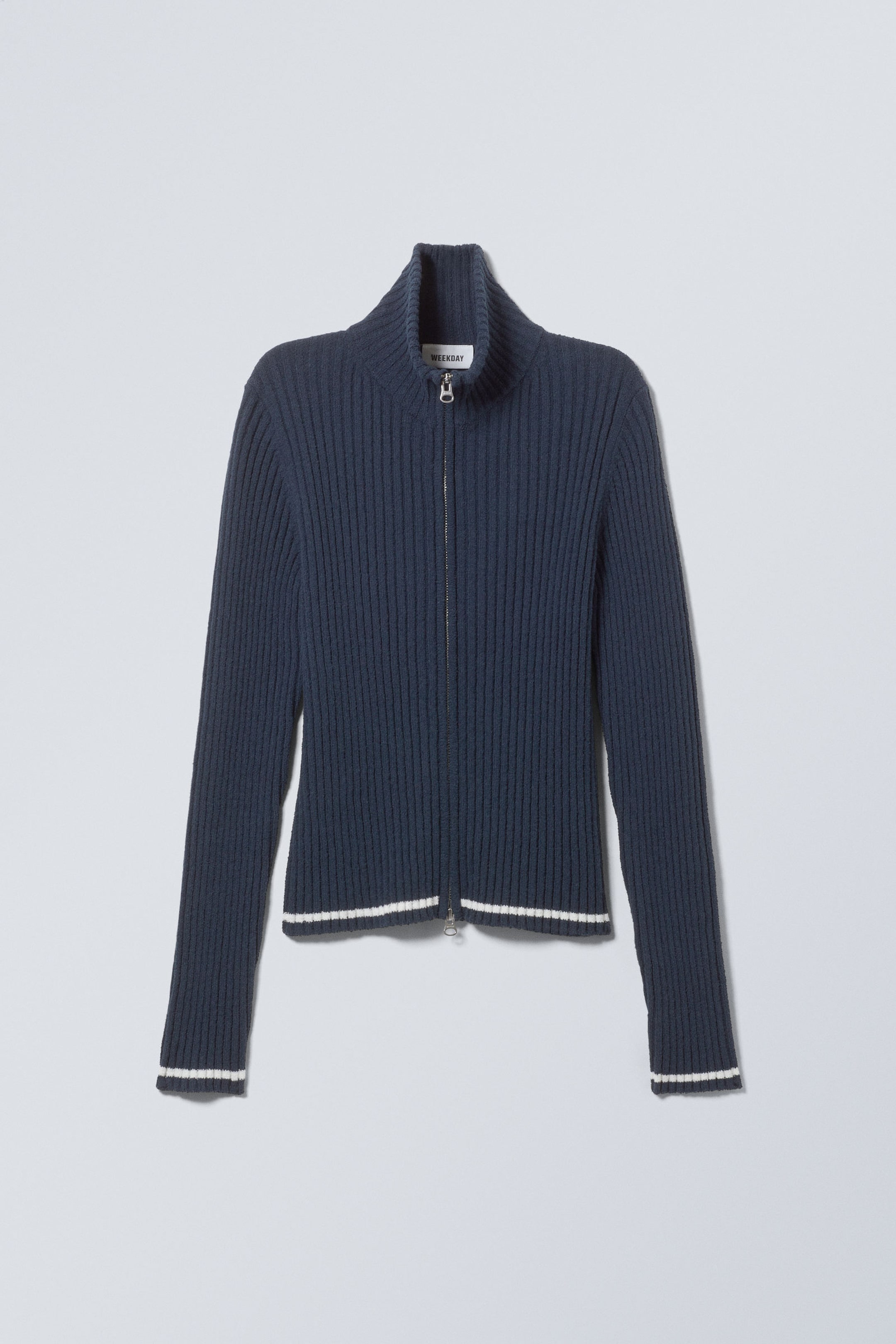 Marineblau - Tarja Sportliche Strickjacke mit Reißverschluss - 0